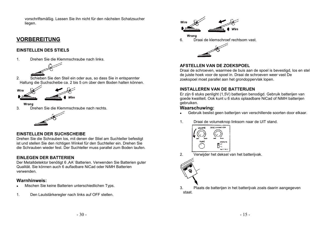 Vorbereitung | AVSL 499.920 STANDARD METAL DETECTOR User Manual | Page 15 / 22