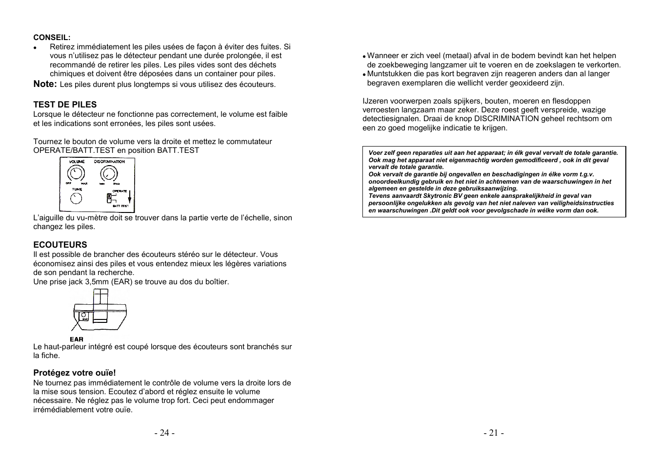 AVSL 499.920 STANDARD METAL DETECTOR User Manual | Page 21 / 22