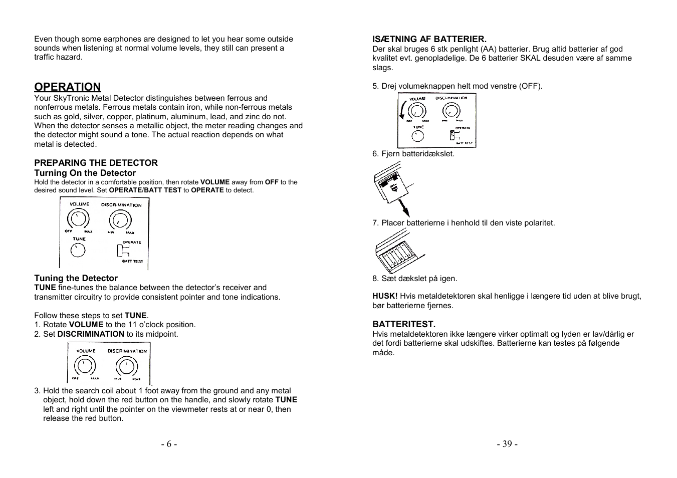Operation | AVSL 499.920 STANDARD METAL DETECTOR User Manual | Page 6 / 22