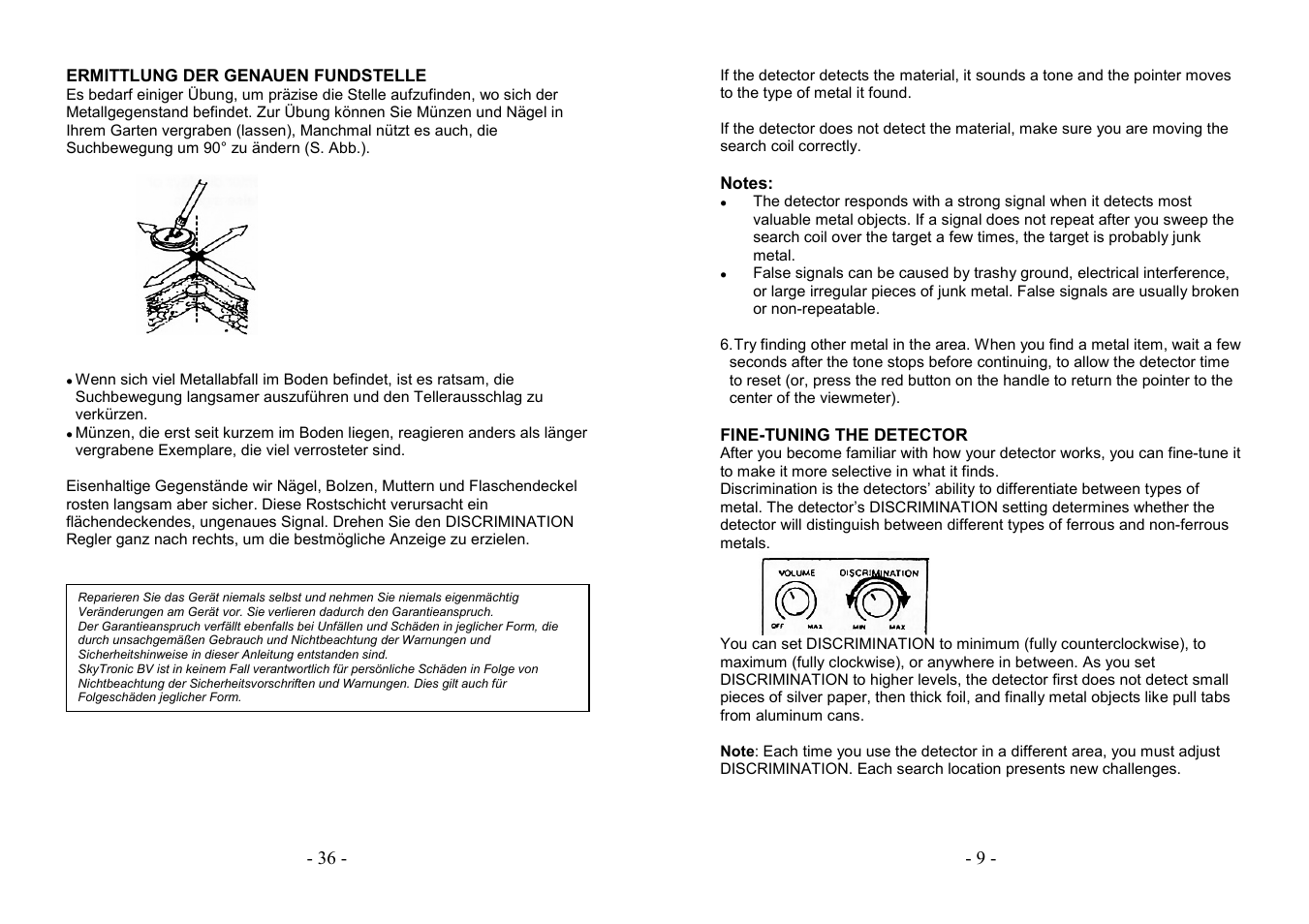 AVSL 499.920 STANDARD METAL DETECTOR User Manual | Page 9 / 22