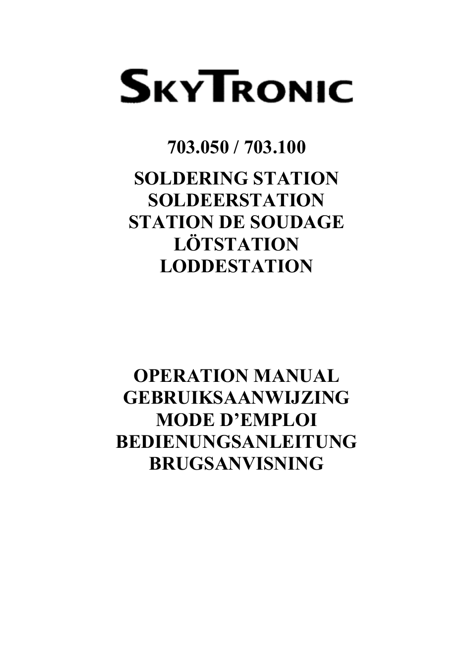 AVSL 703.100 CERAMIC SOLDERING STATION User Manual | 7 pages