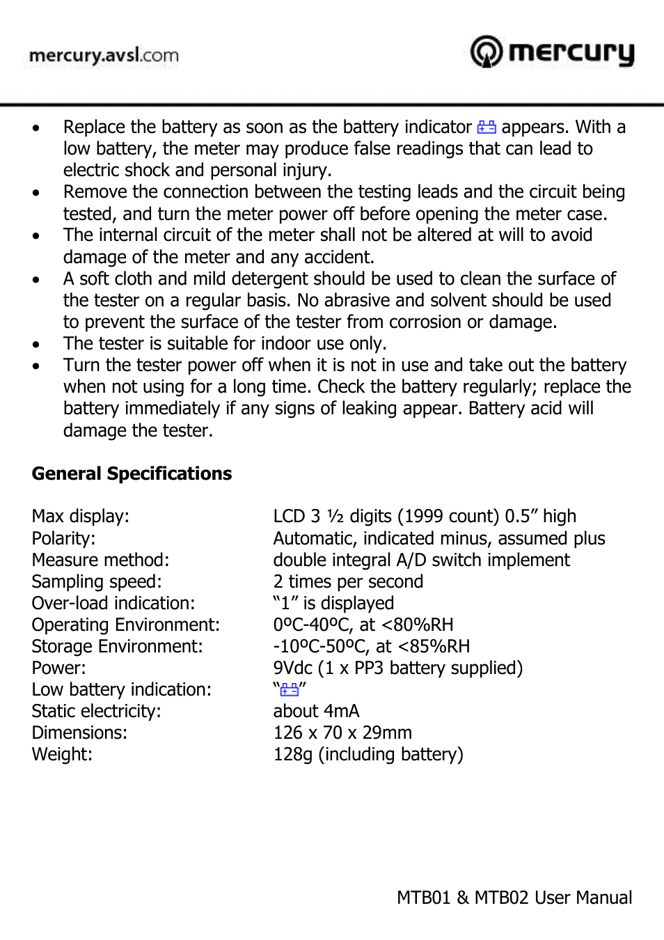AVSL 600.102 MTB02 User Manual | Page 3 / 10