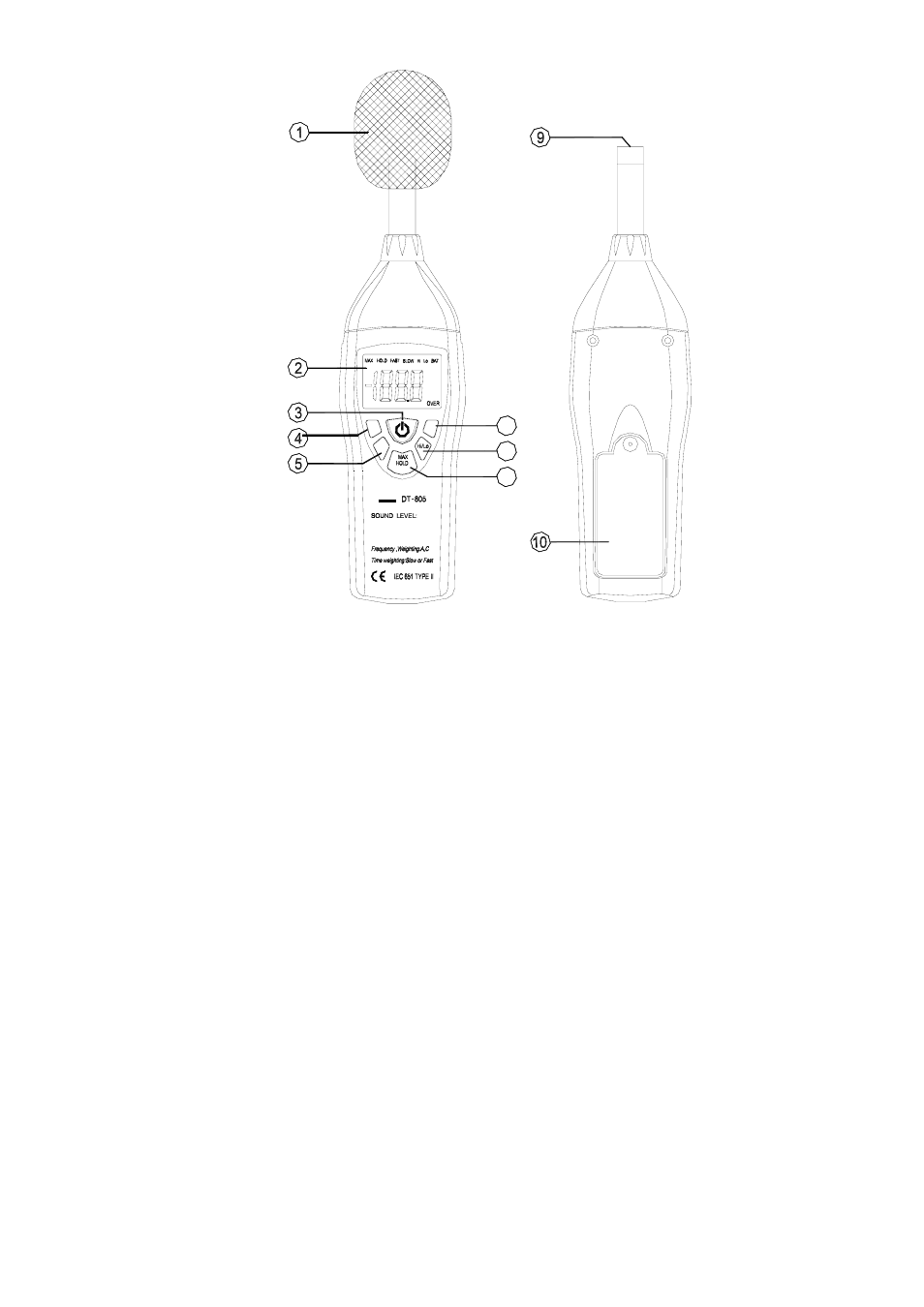 Description de l’appareil | AVSL 600.652 SOUND LEVEL METER User Manual | Page 13 / 16