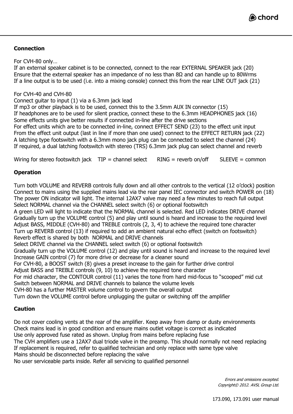 AVSL 173.091 CVH-80 User Manual | Page 2 / 2