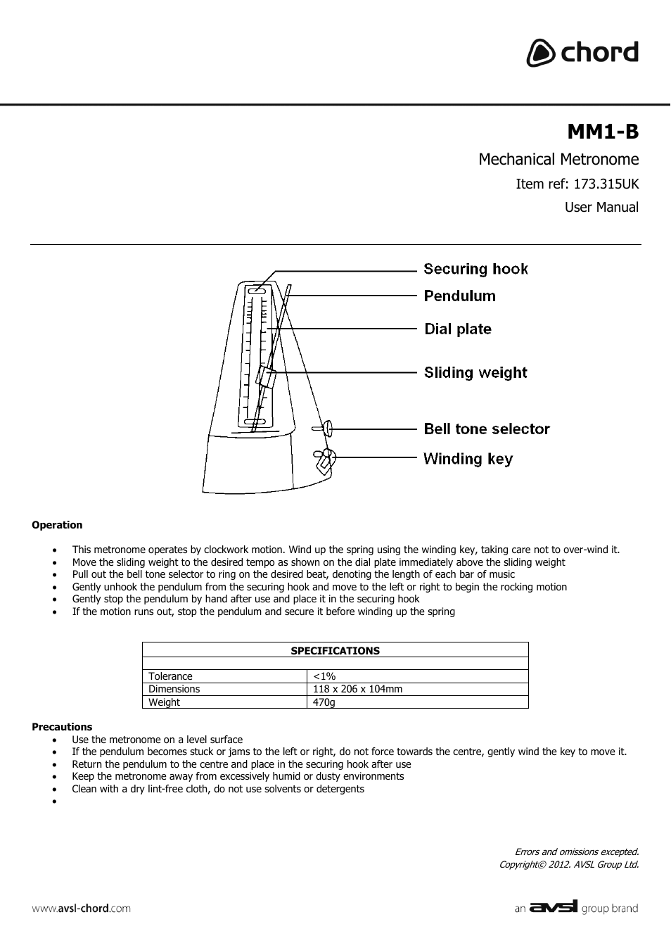 AVSL 173.315 MM1-B User Manual | 1 page