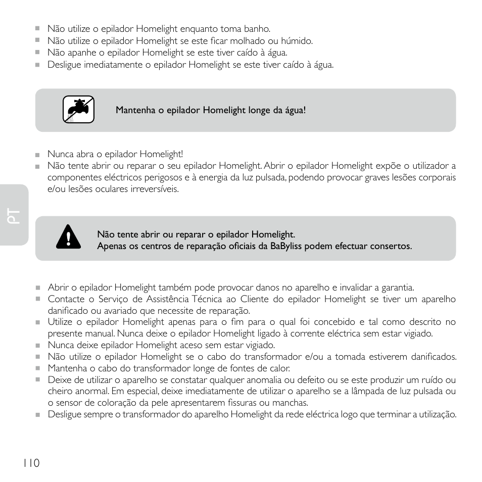 Babyliss G920E Homelight Face & Body User Manual | Page 108 / 224