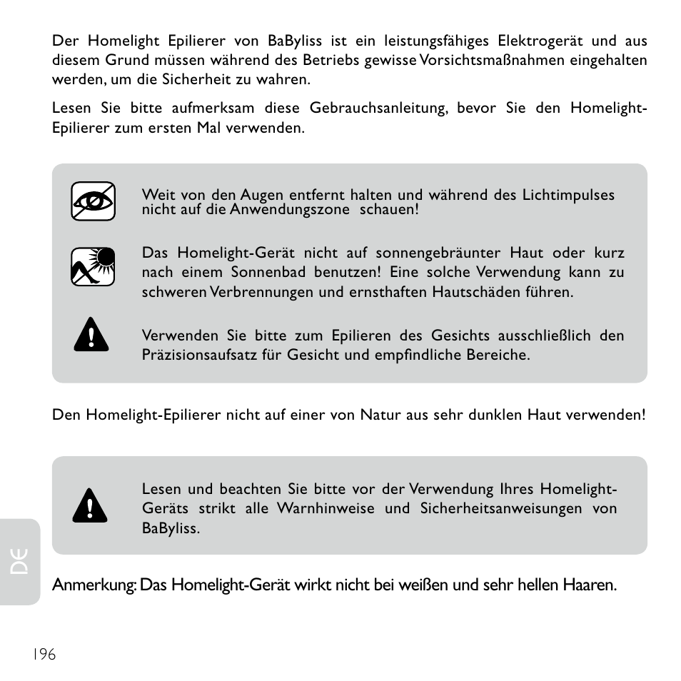 Babyliss G920E Homelight Face & Body User Manual | Page 194 / 224