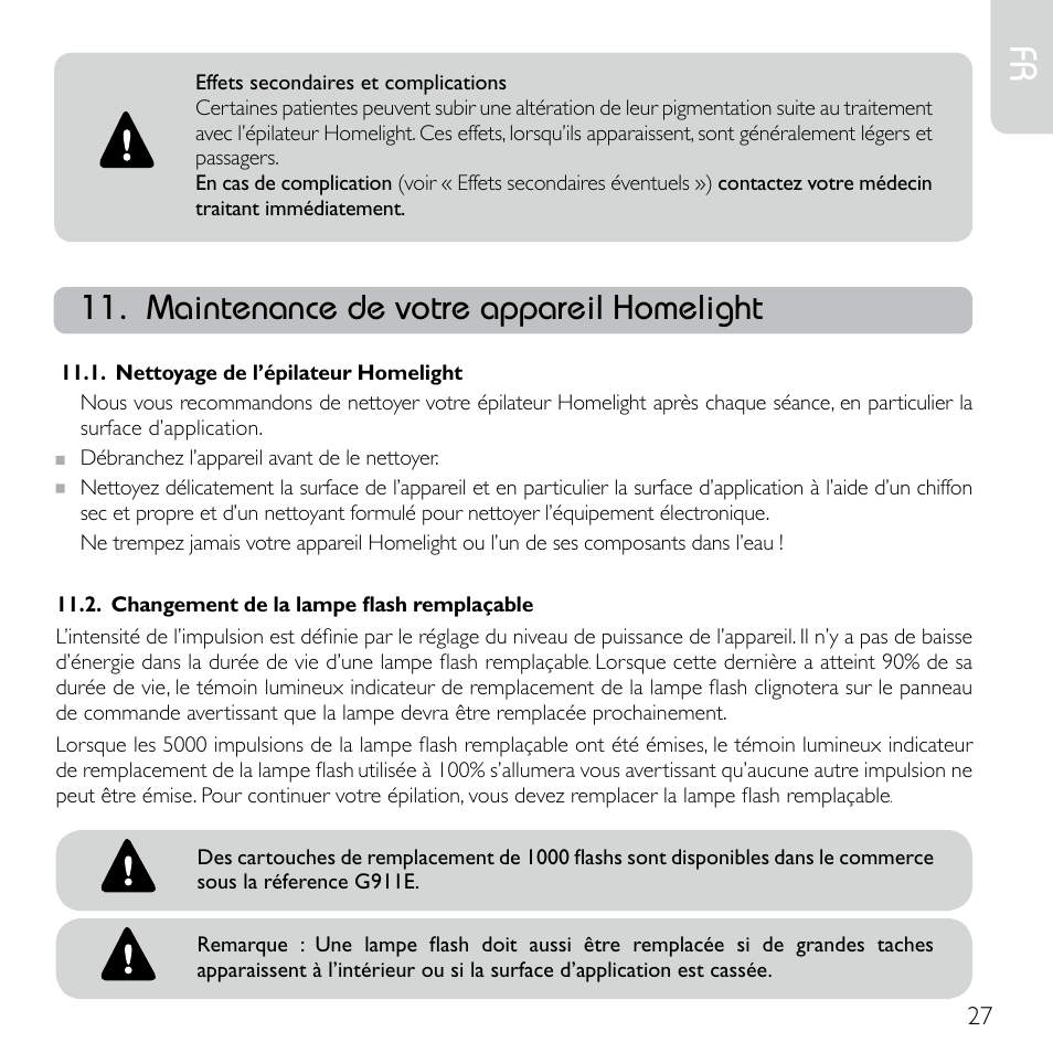 Maintenance de votre appareil homelight | Babyliss G920E Homelight Face & Body User Manual | Page 25 / 224