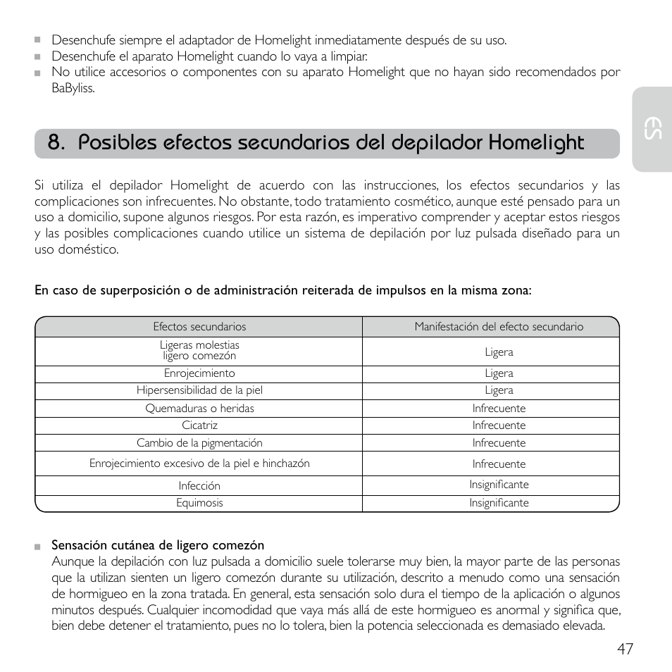 Babyliss G920E Homelight Face & Body User Manual | Page 45 / 224