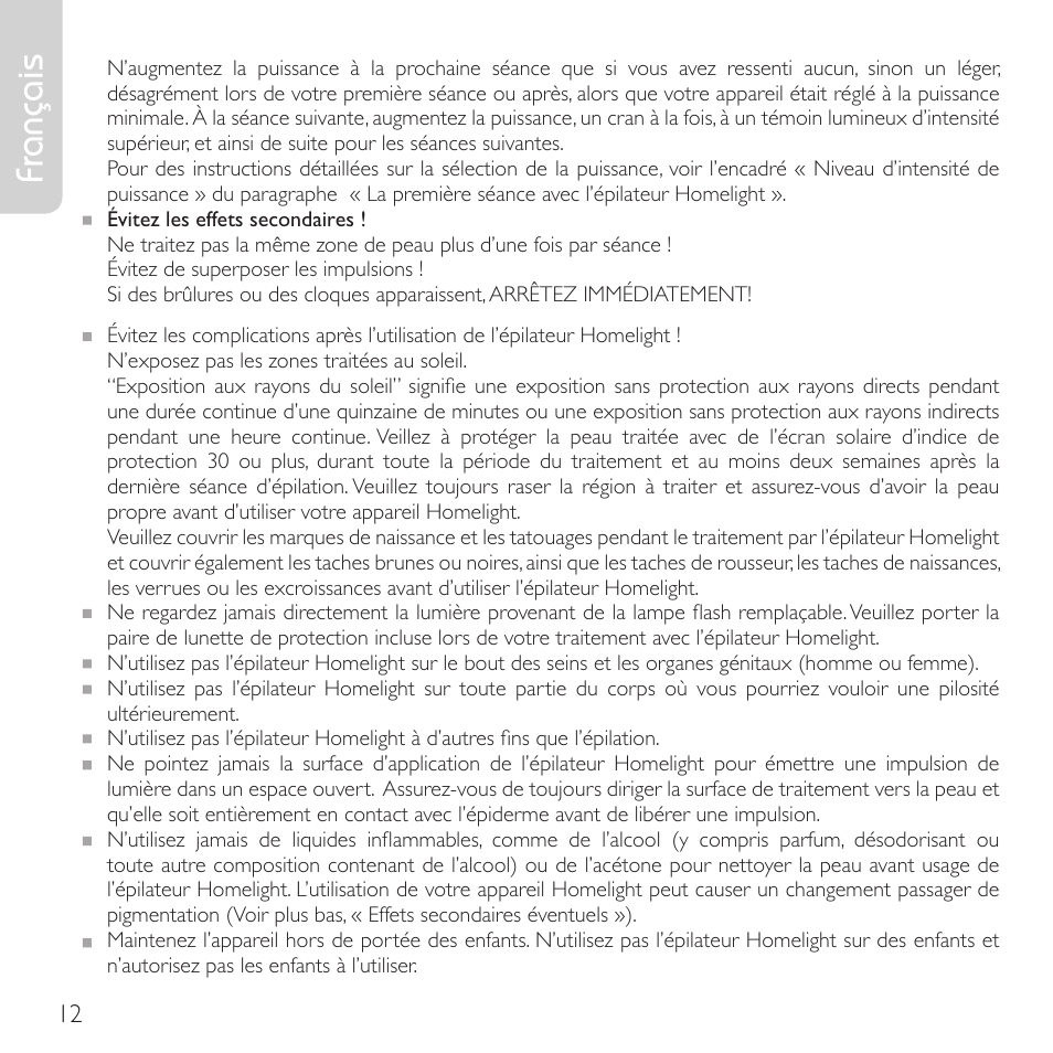 Français | Babyliss G910E Homelight User Manual | Page 10 / 120