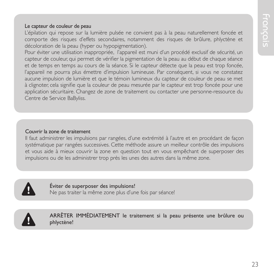 Français | Babyliss G910E Homelight User Manual | Page 21 / 120