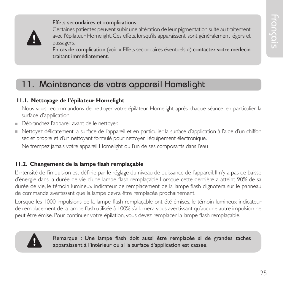 Français, Maintenance de votre appareil homelight | Babyliss G910E Homelight User Manual | Page 23 / 120