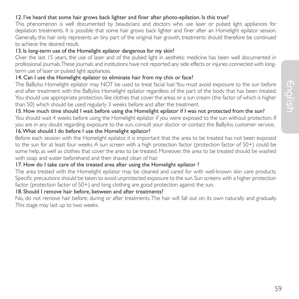 English | Babyliss G910E Homelight User Manual | Page 57 / 120