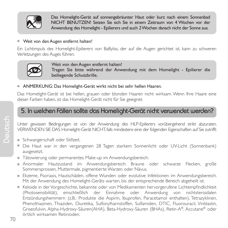 Deutsch | Babyliss G910E Homelight User Manual | Page 68 / 120