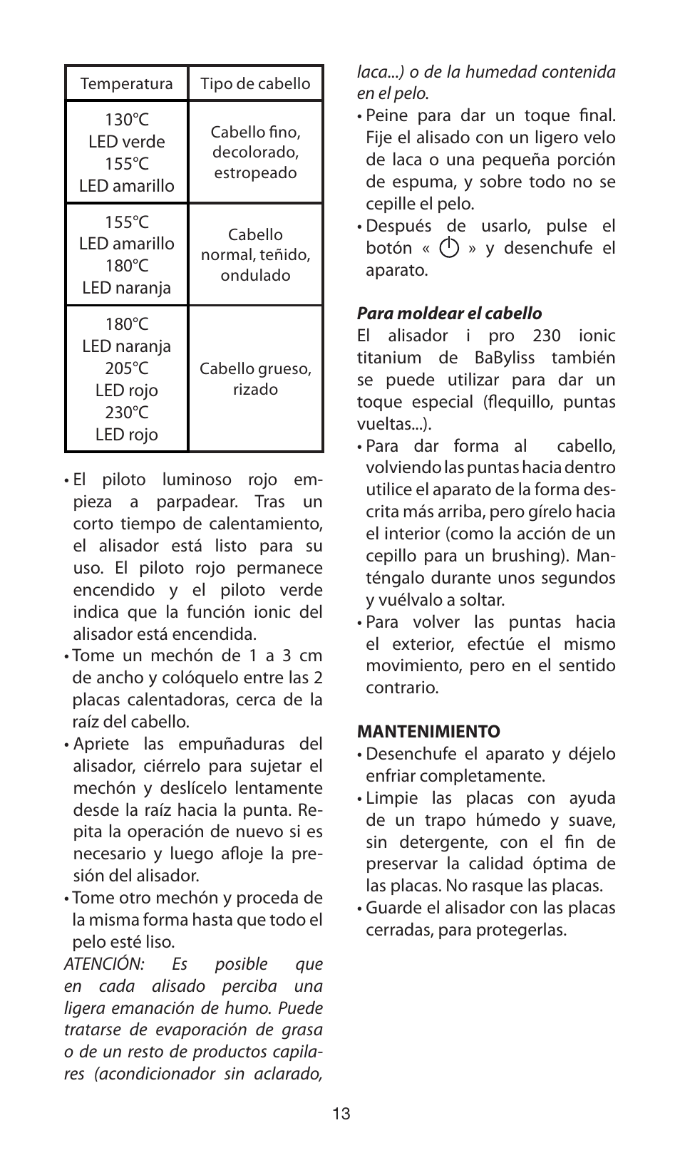 Babyliss ST87E iPro 230 ionic User Manual | Page 13 / 35