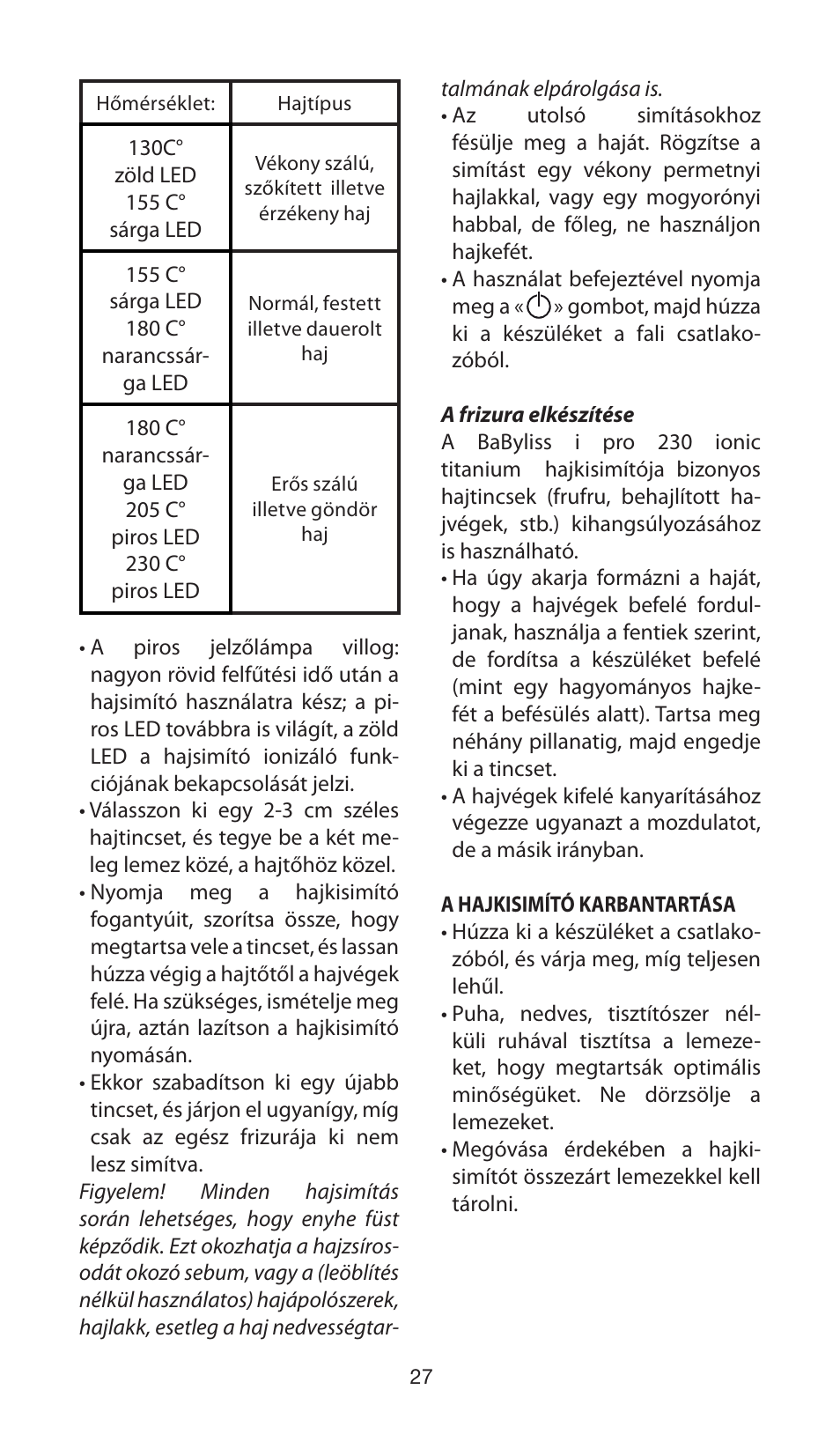 Babyliss ST87E iPro 230 ionic User Manual | Page 27 / 35