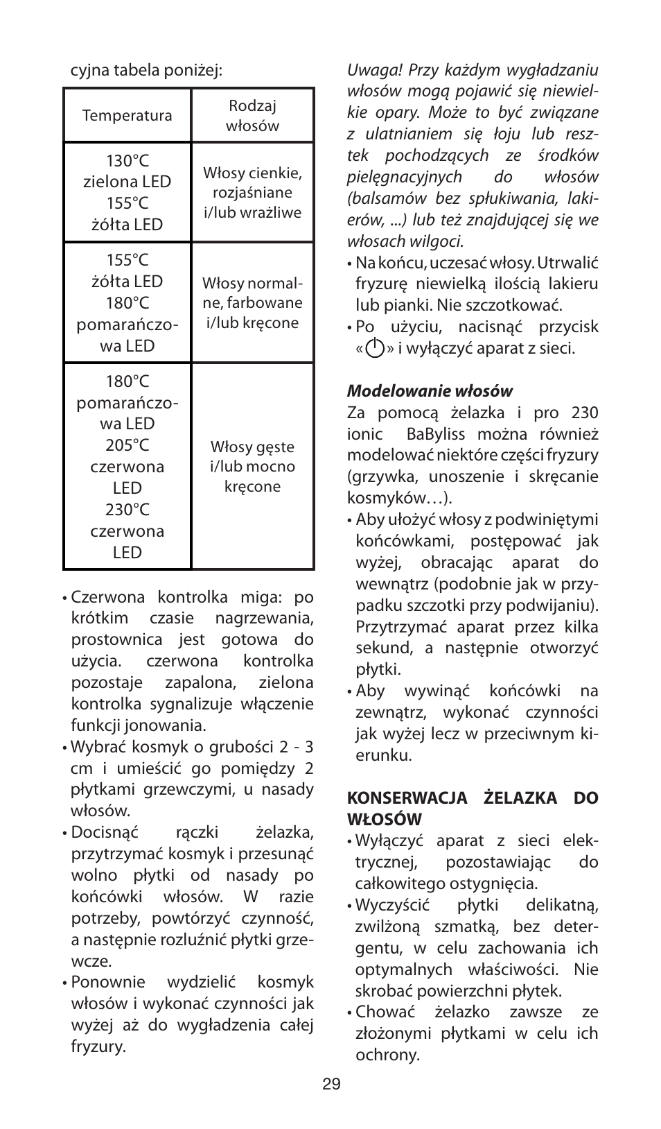 Babyliss ST87E iPro 230 ionic User Manual | Page 29 / 35