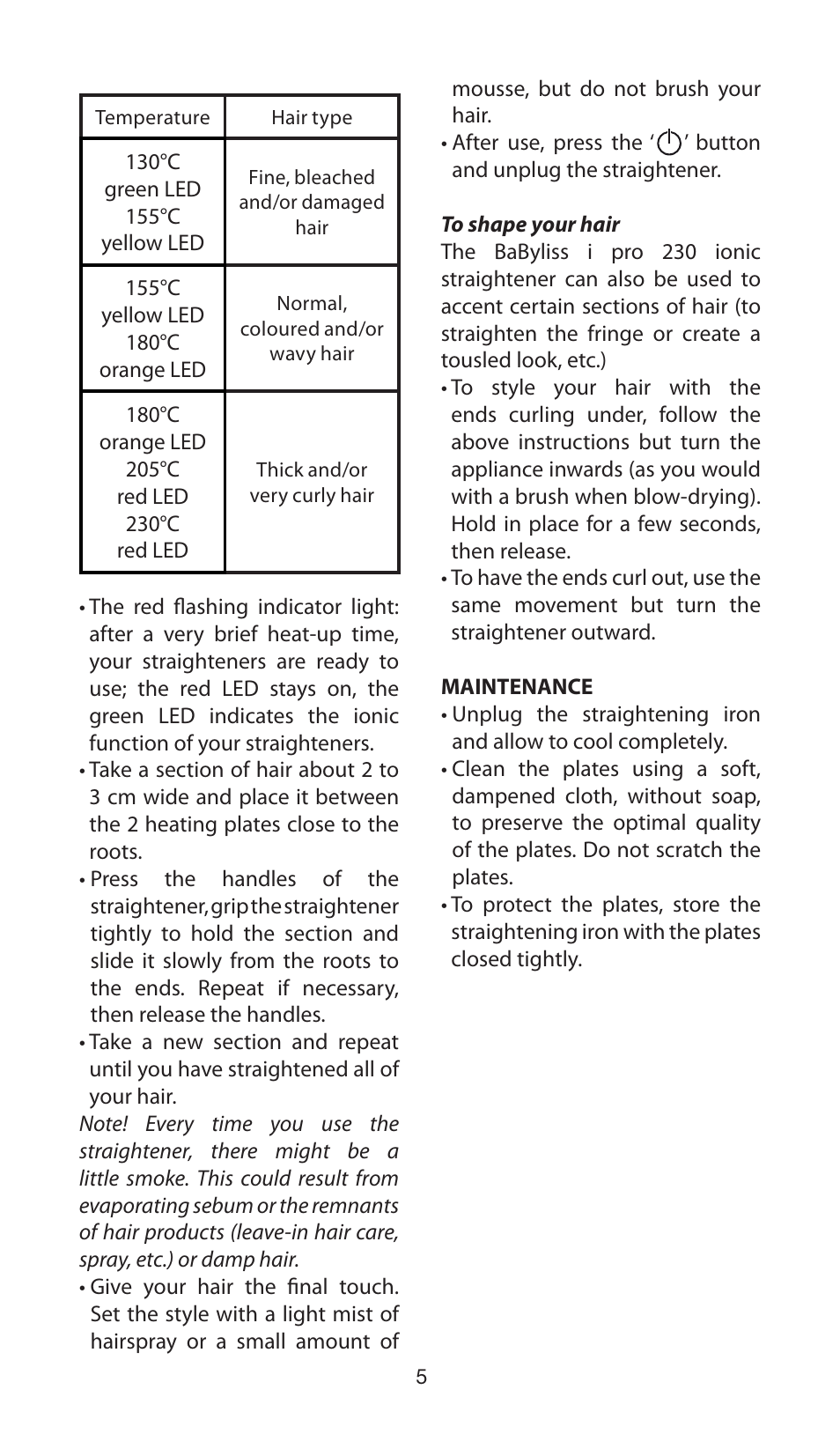 Babyliss ST87E iPro 230 ionic User Manual | Page 5 / 35