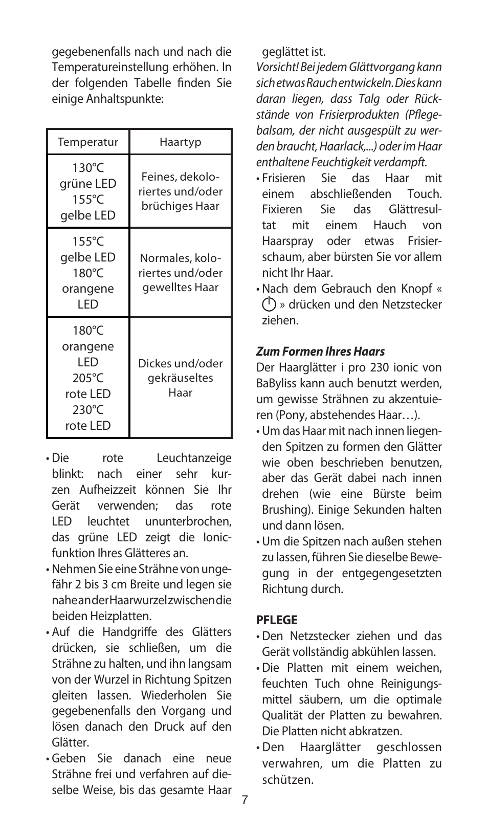 Babyliss ST87E iPro 230 ionic User Manual | Page 7 / 35