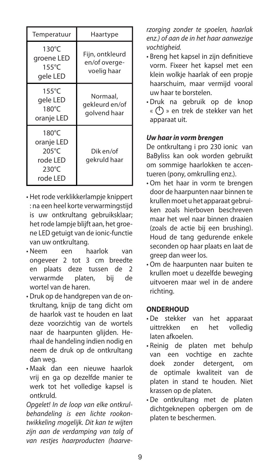 Babyliss ST87E iPro 230 ionic User Manual | Page 9 / 35