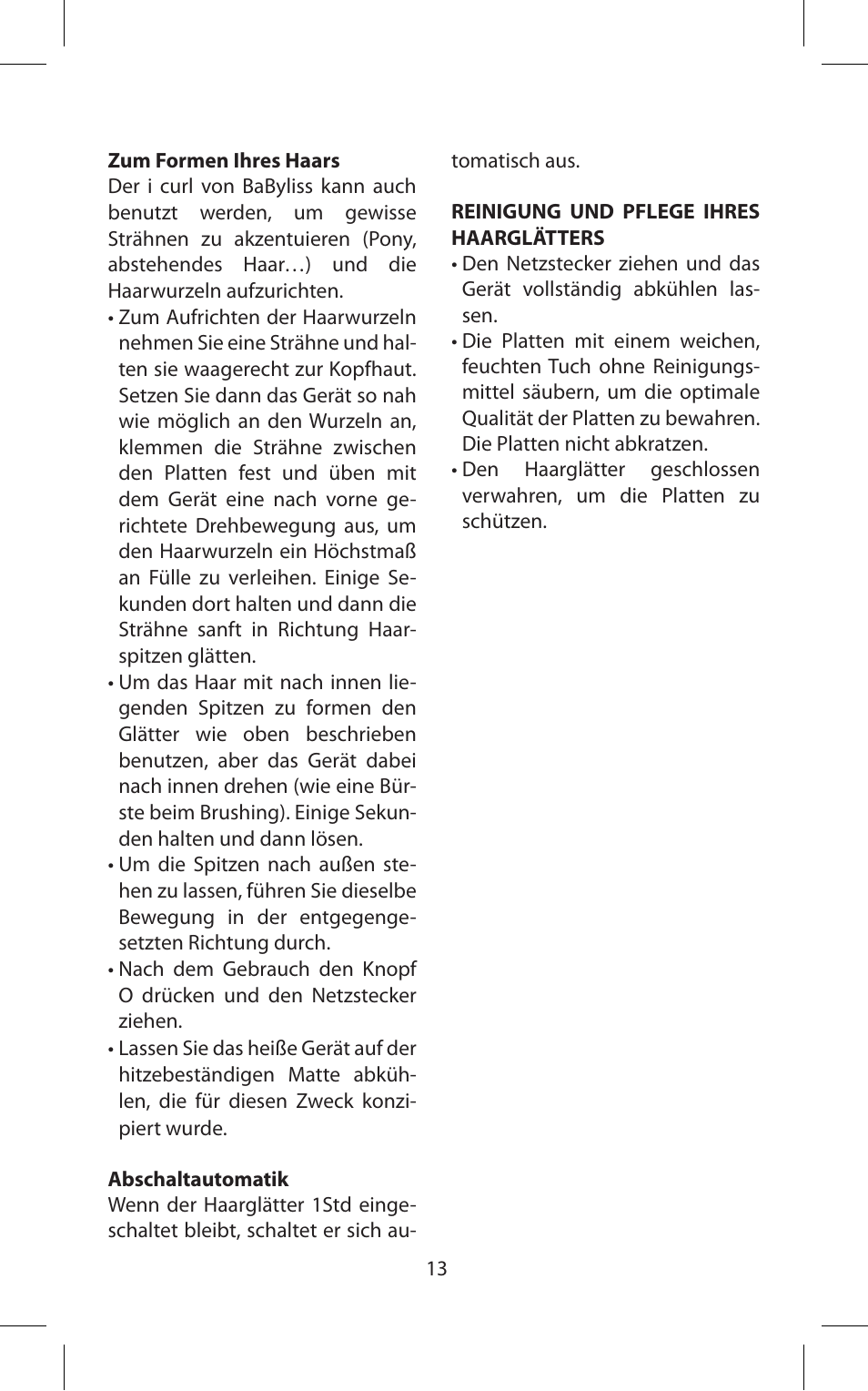 Babyliss ST70E iPro 230 iCurl User Manual | Page 13 / 58