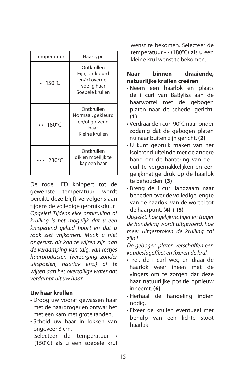 Babyliss ST70E iPro 230 iCurl User Manual | Page 15 / 58