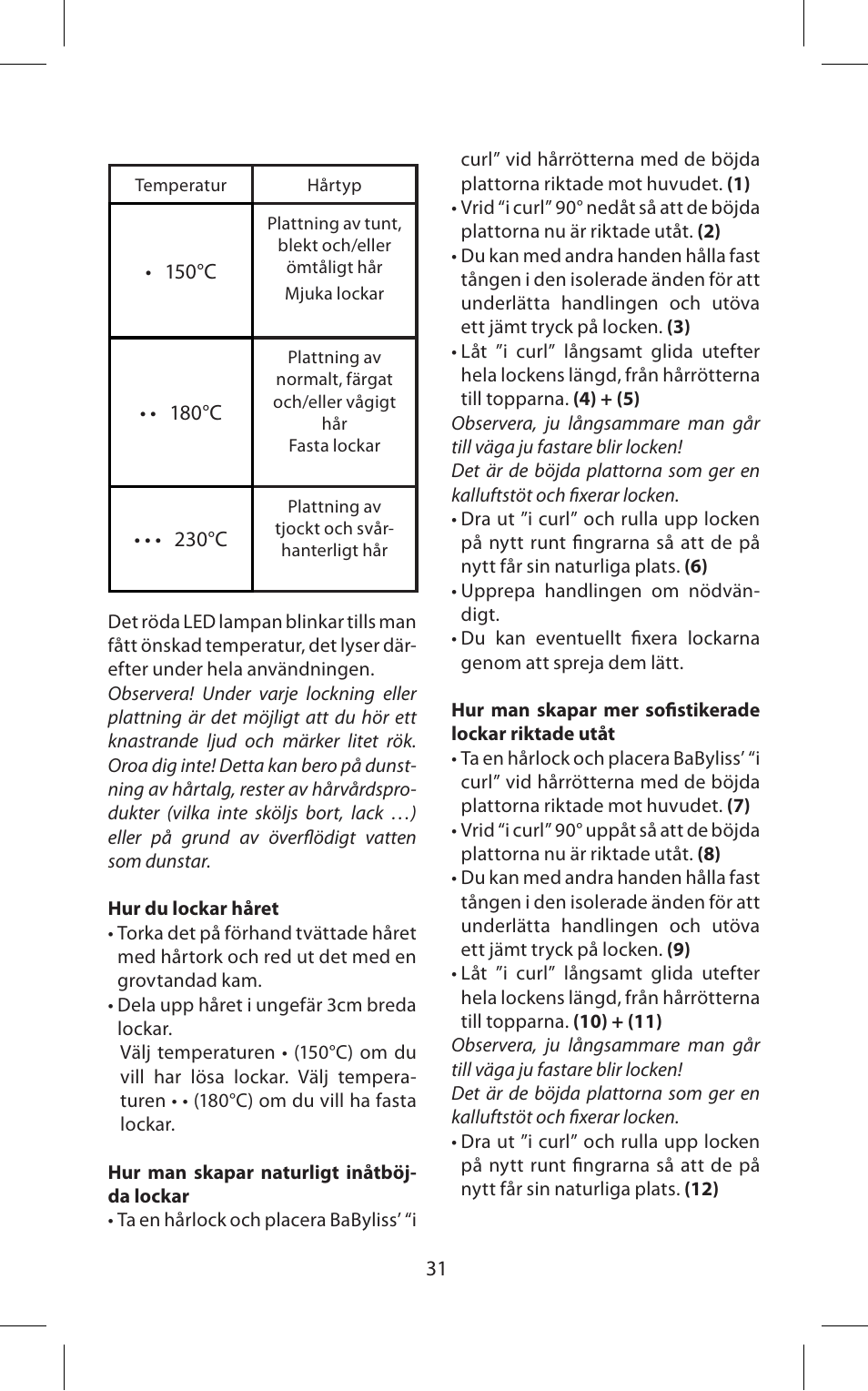 Babyliss ST70E iPro 230 iCurl User Manual | Page 31 / 58