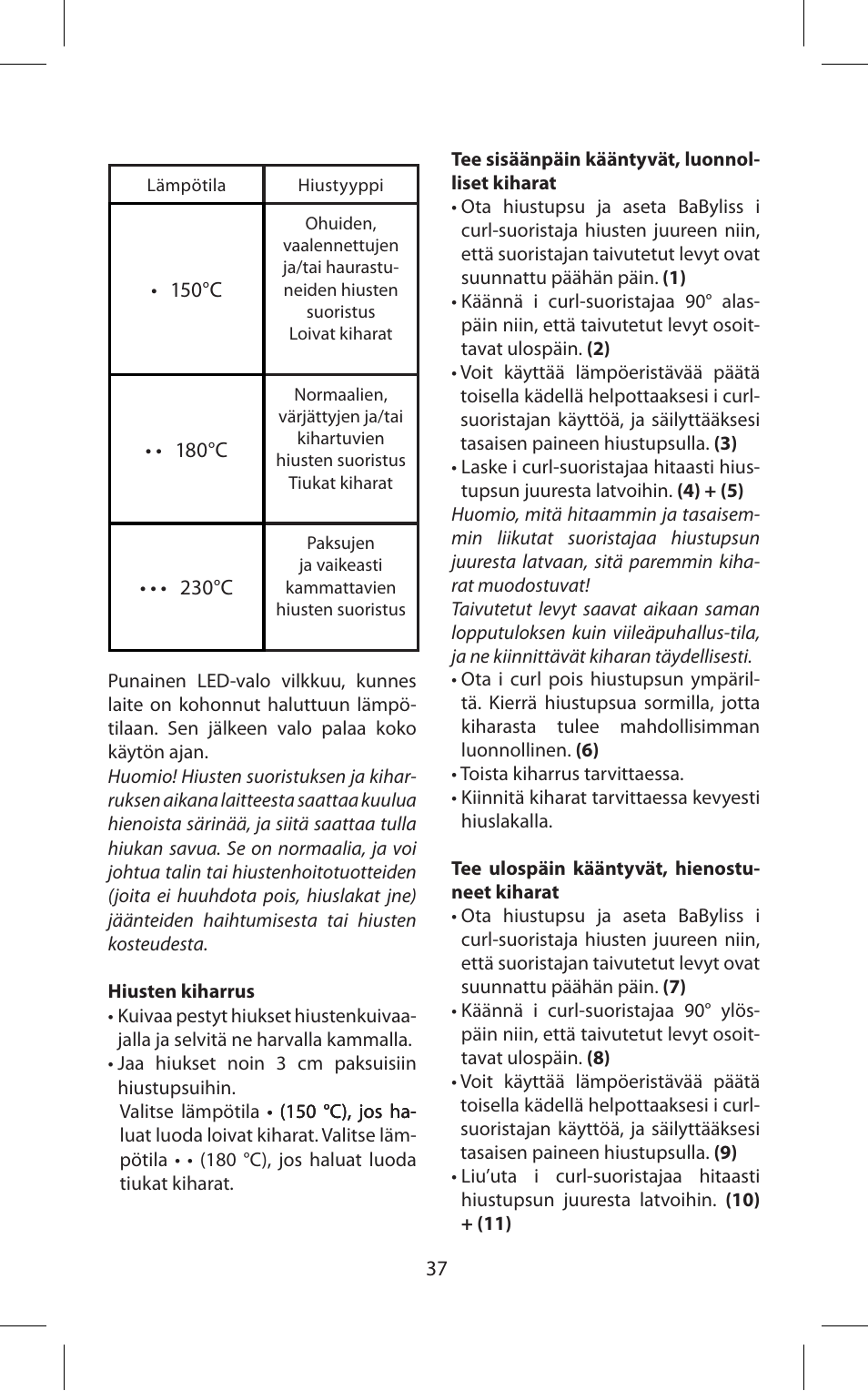 Babyliss ST70E iPro 230 iCurl User Manual | Page 37 / 58