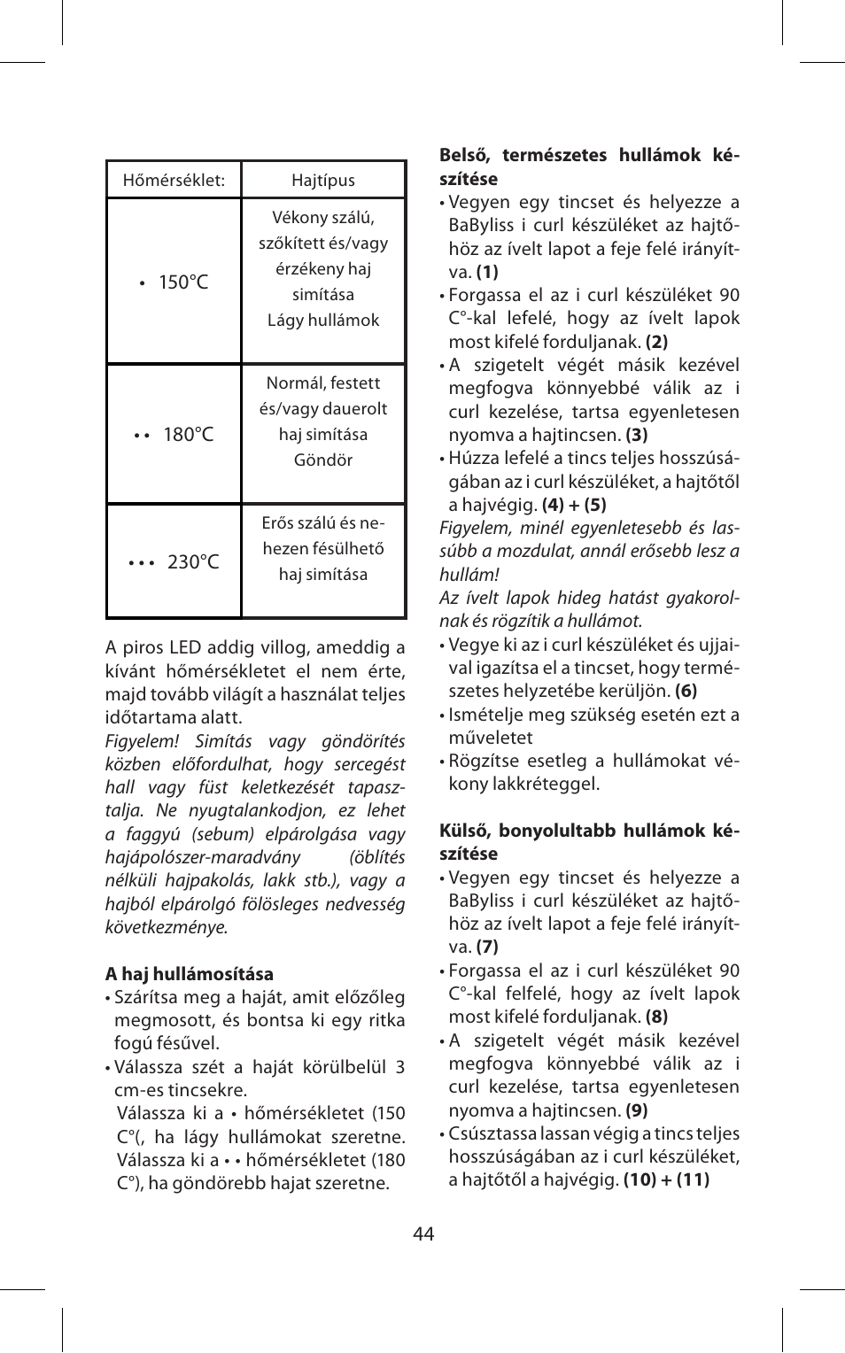 Babyliss ST70E iPro 230 iCurl User Manual | Page 44 / 58