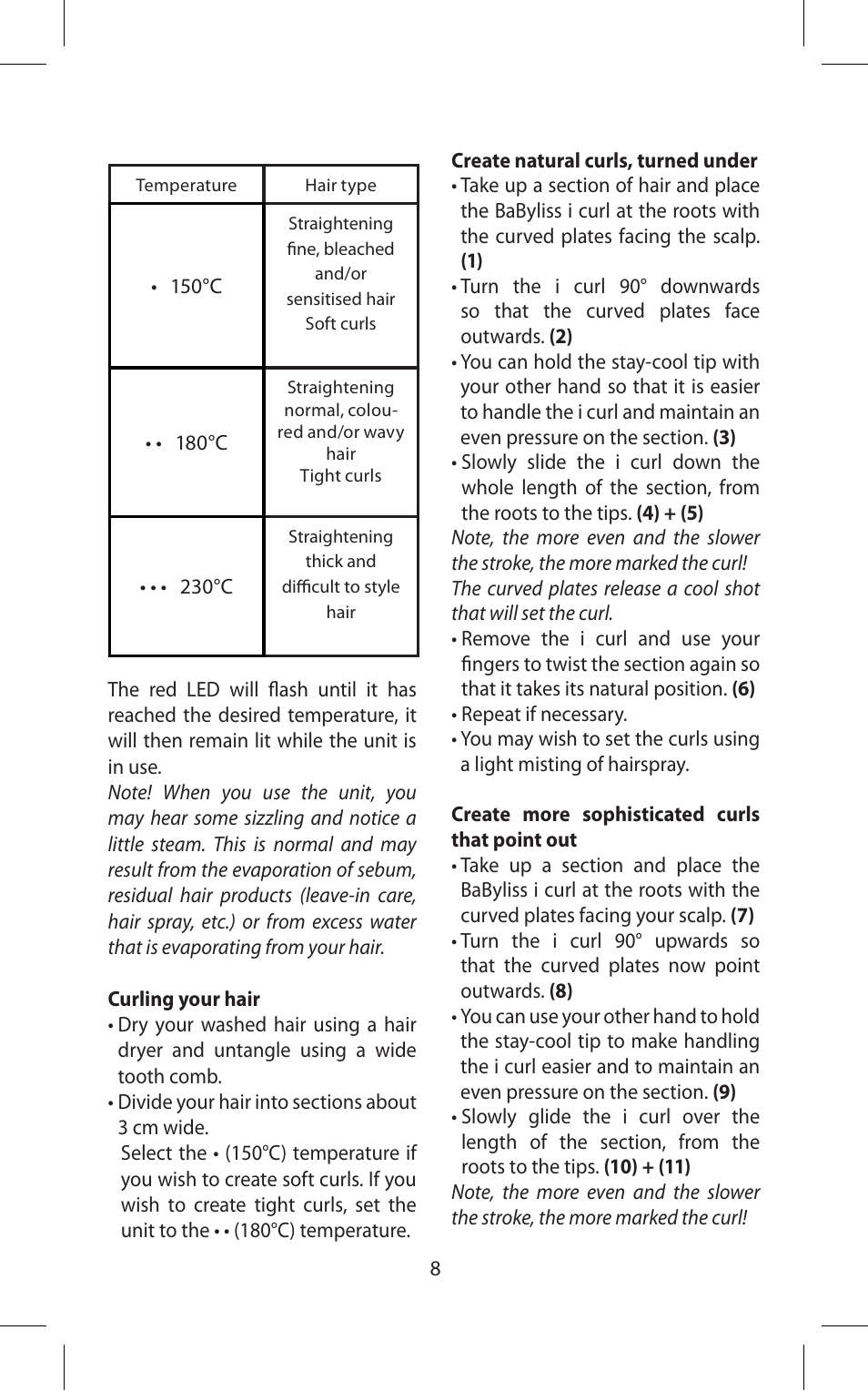 Babyliss ST70E iPro 230 iCurl User Manual | Page 8 / 58