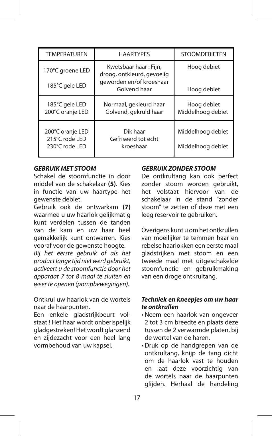 Babyliss ST95E iPro 230 Steam User Manual | Page 17 / 72