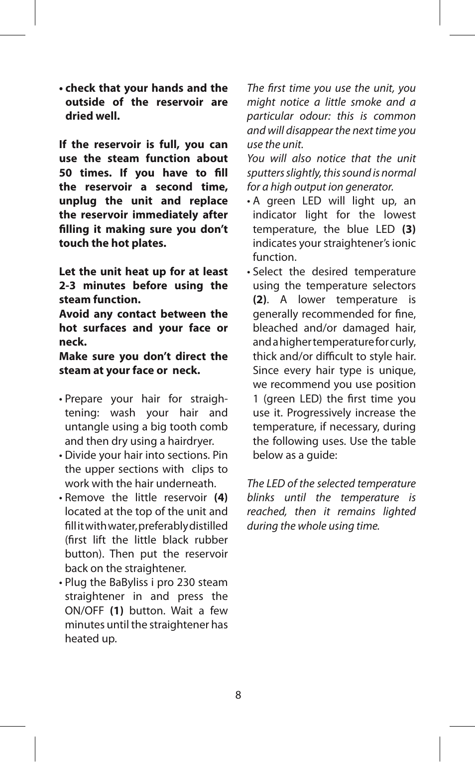 Babyliss ST95E iPro 230 Steam User Manual | Page 8 / 72