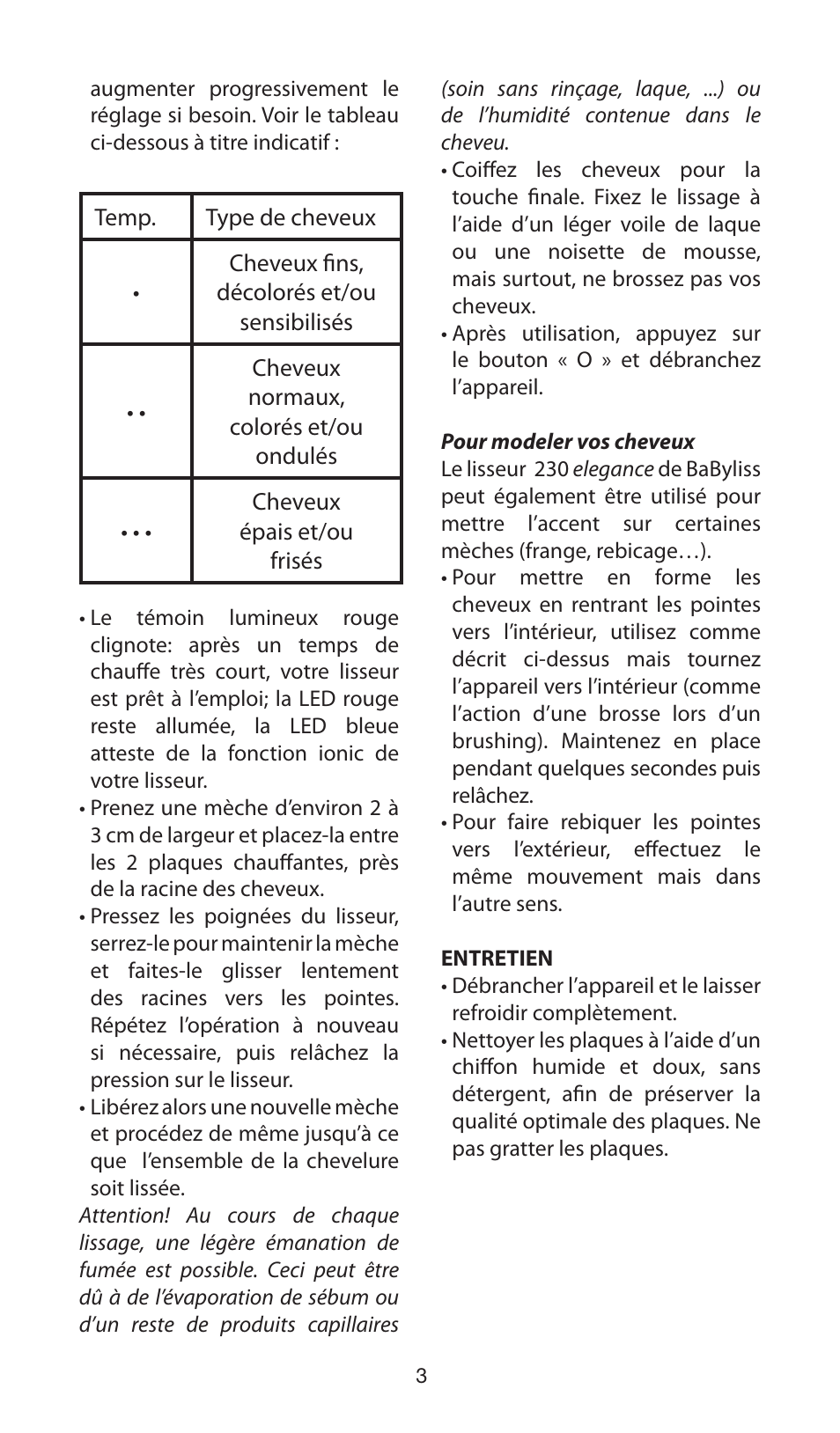 Babyliss ST100E 230 elegance User Manual | Page 3 / 35