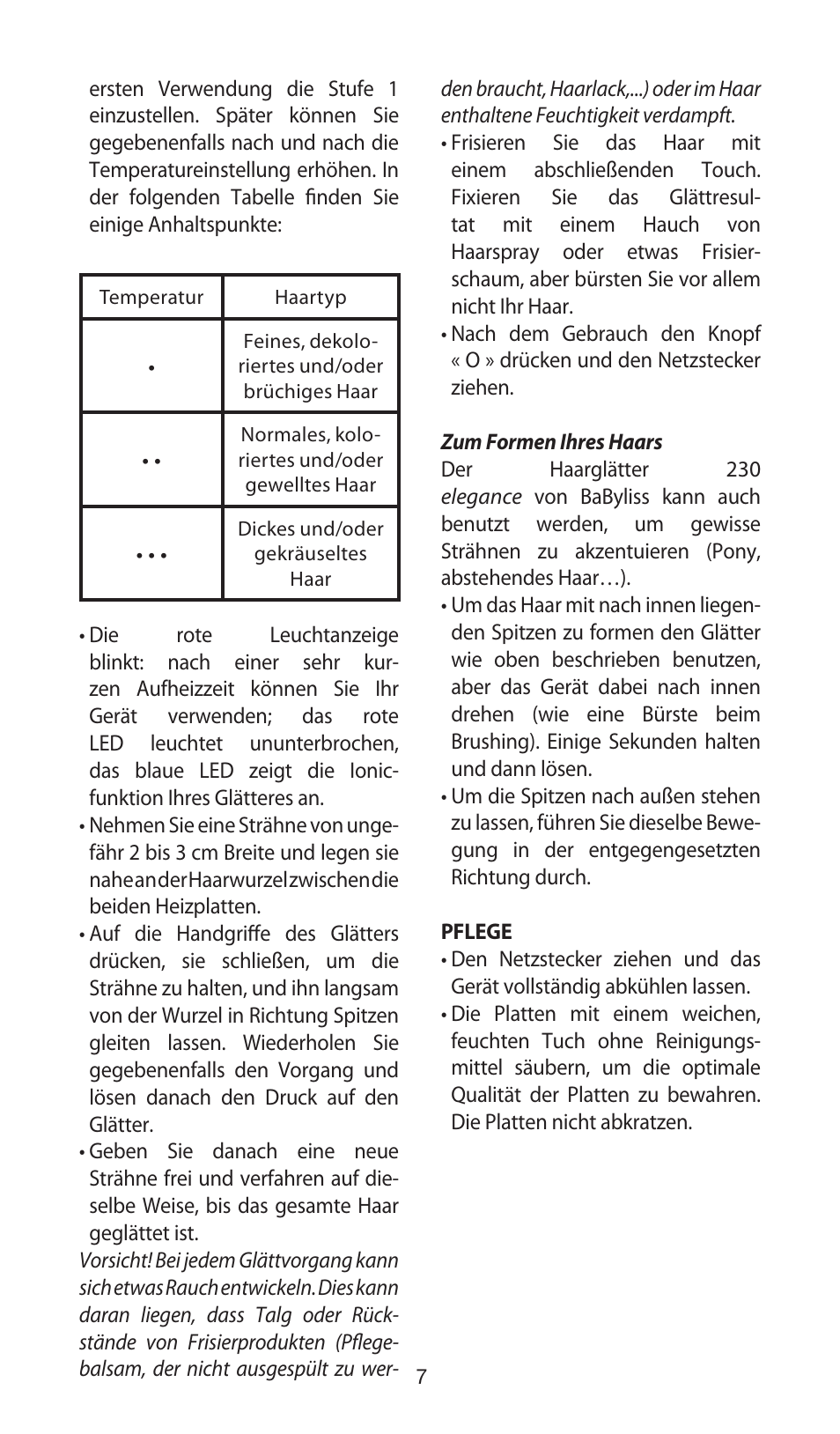 Babyliss ST100E 230 elegance User Manual | Page 7 / 35