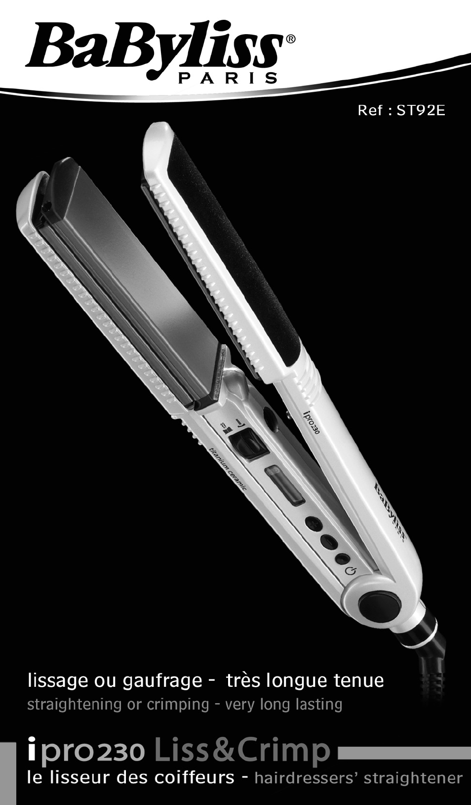 Babyliss ST92E iPro 230 Liss & Crimp User Manual | 35 pages