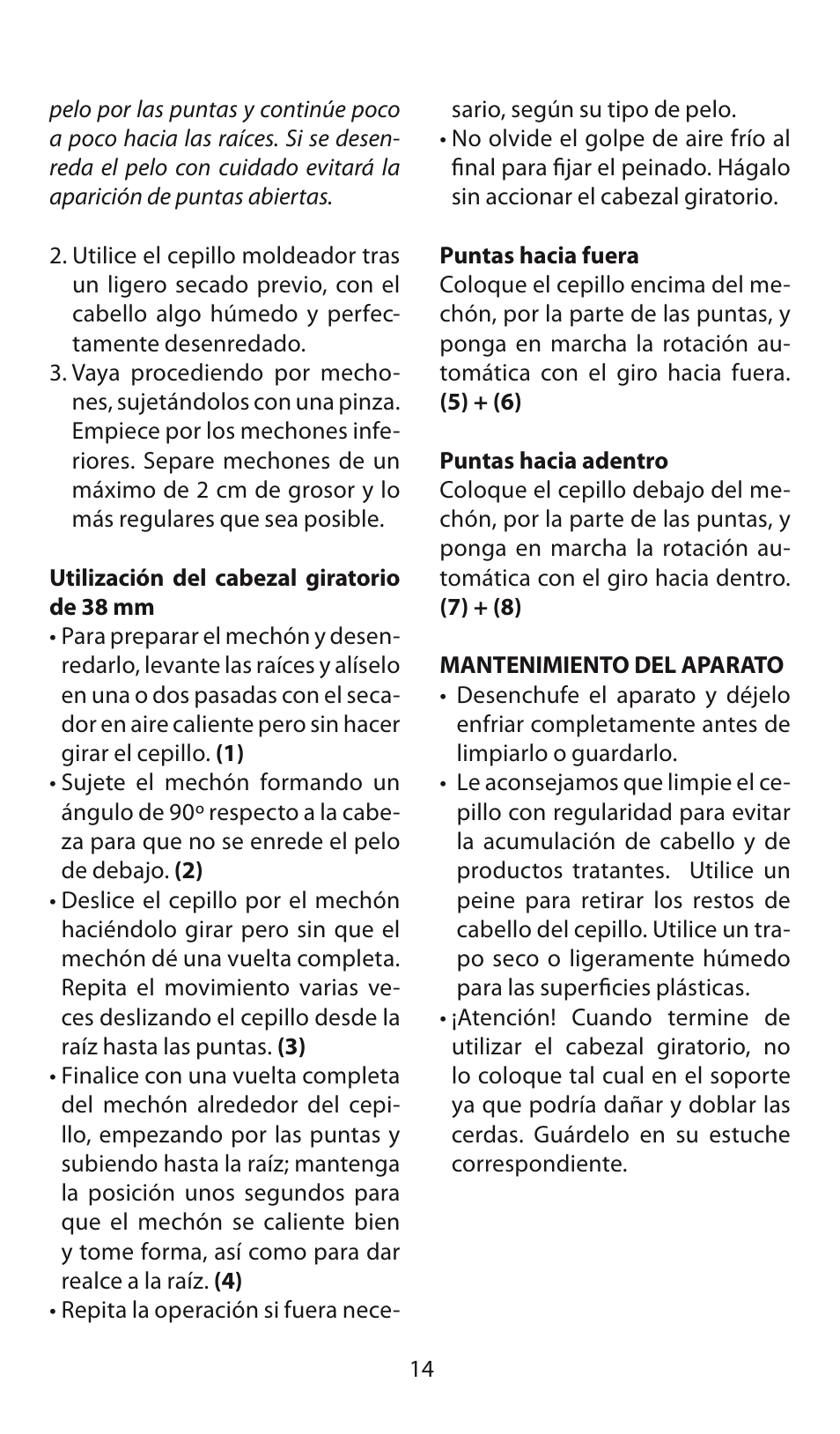 Babyliss AS130E Brushing 700 User Manual | Page 14 / 36