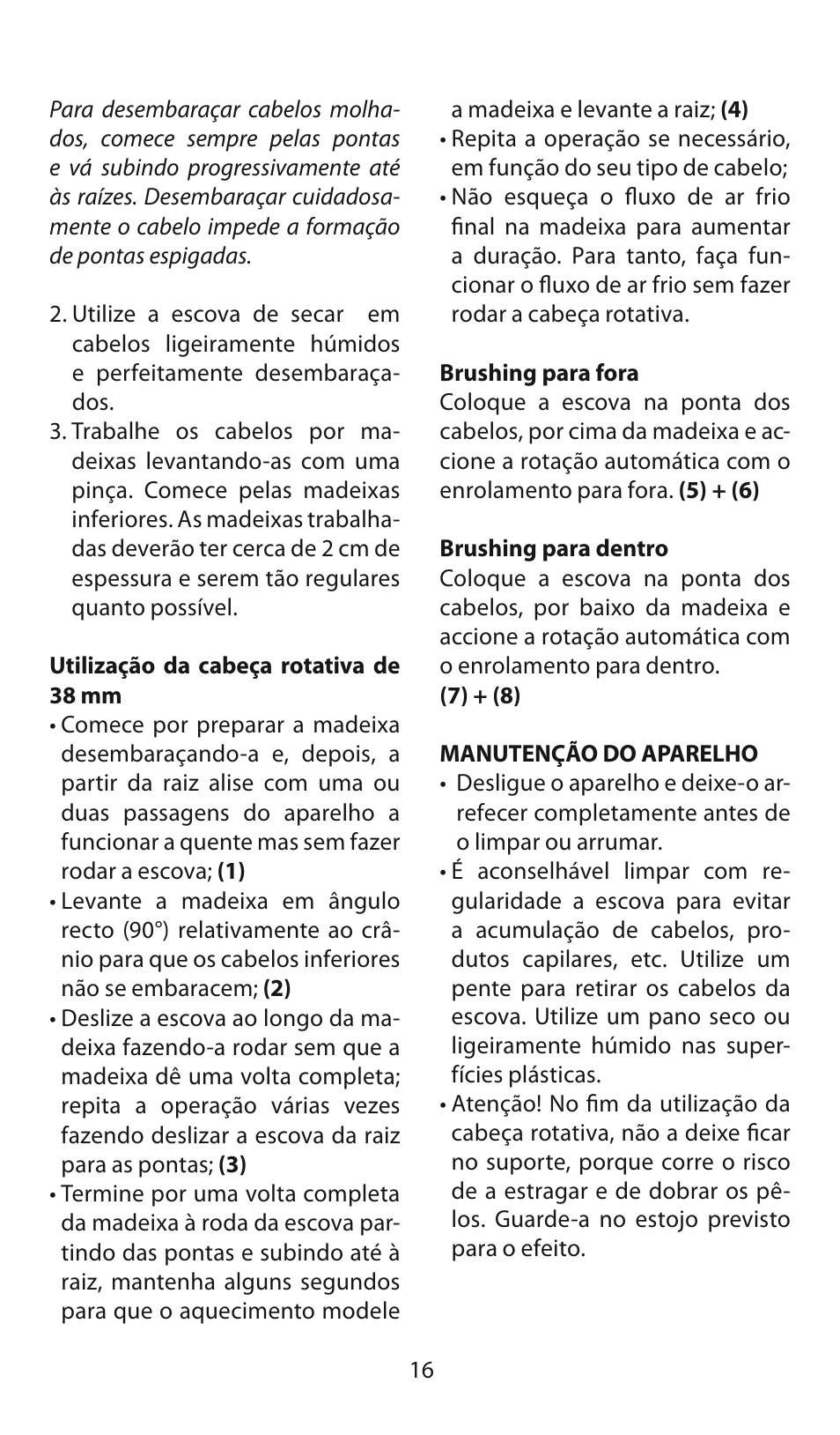 Babyliss AS130E Brushing 700 User Manual | Page 16 / 36