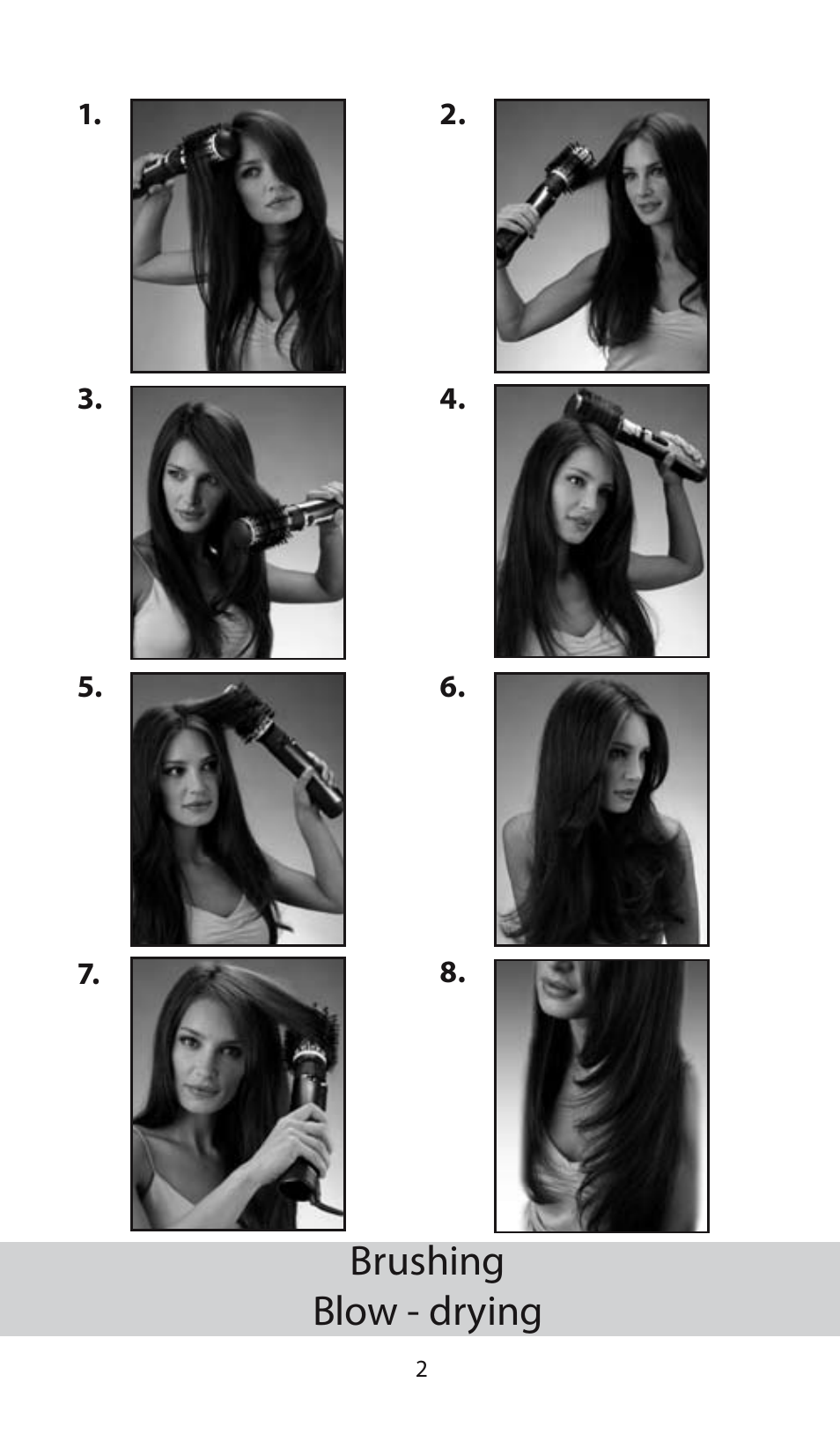 Brushing blow - drying | Babyliss AS130E Brushing 700 User Manual | Page 2 / 36