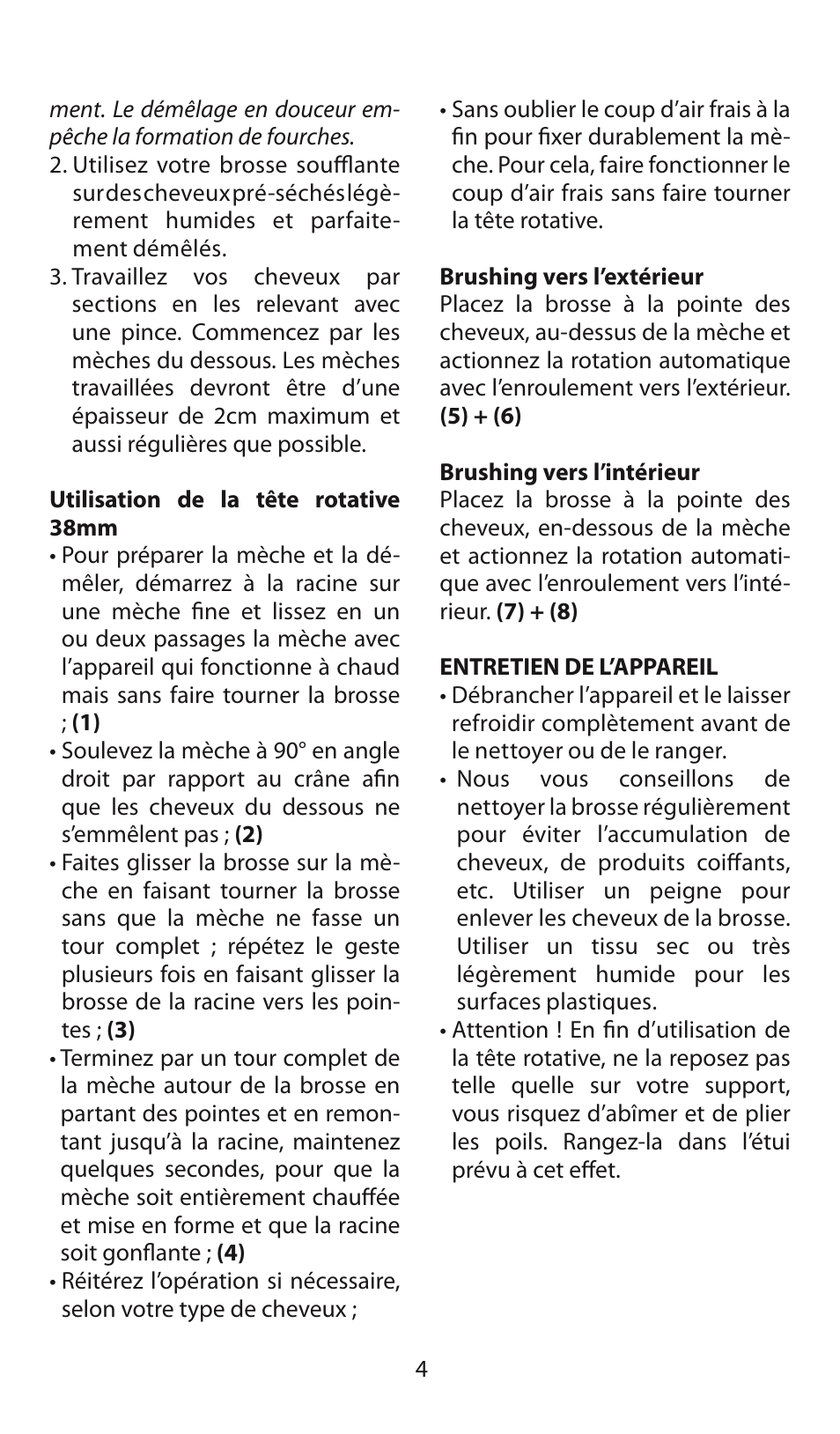 Babyliss AS130E Brushing 700 User Manual | Page 4 / 36