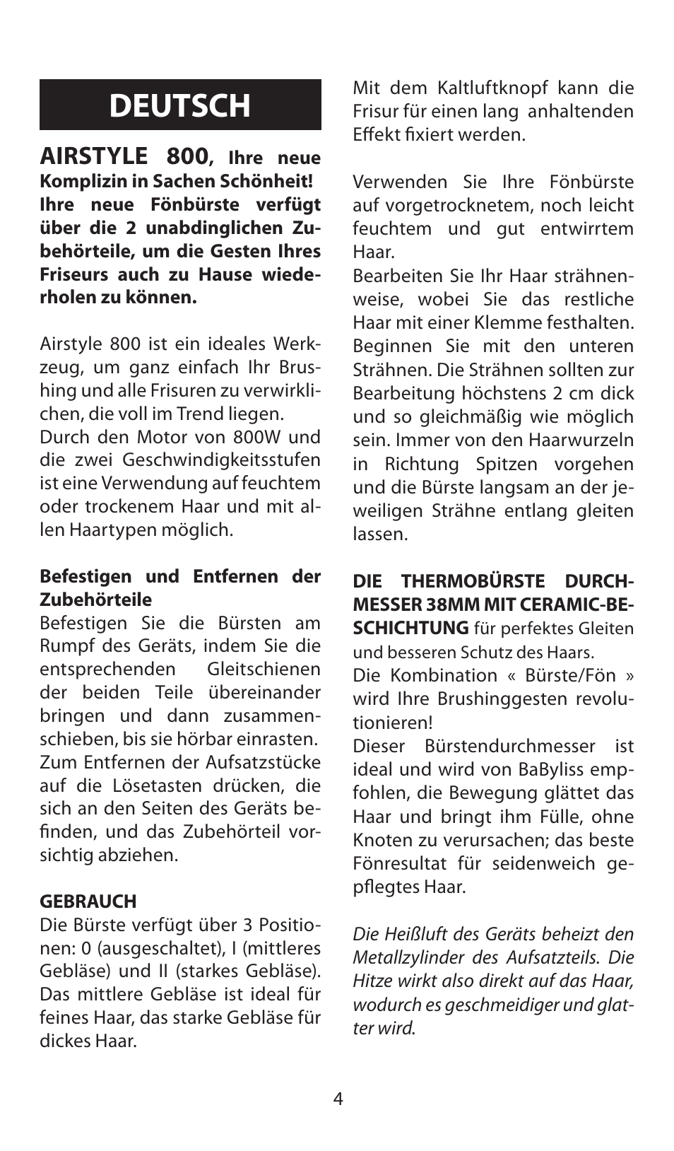 Deutsch, Airstyle 800 | Babyliss AS80E Airstyle 800 User Manual | Page 4 / 24