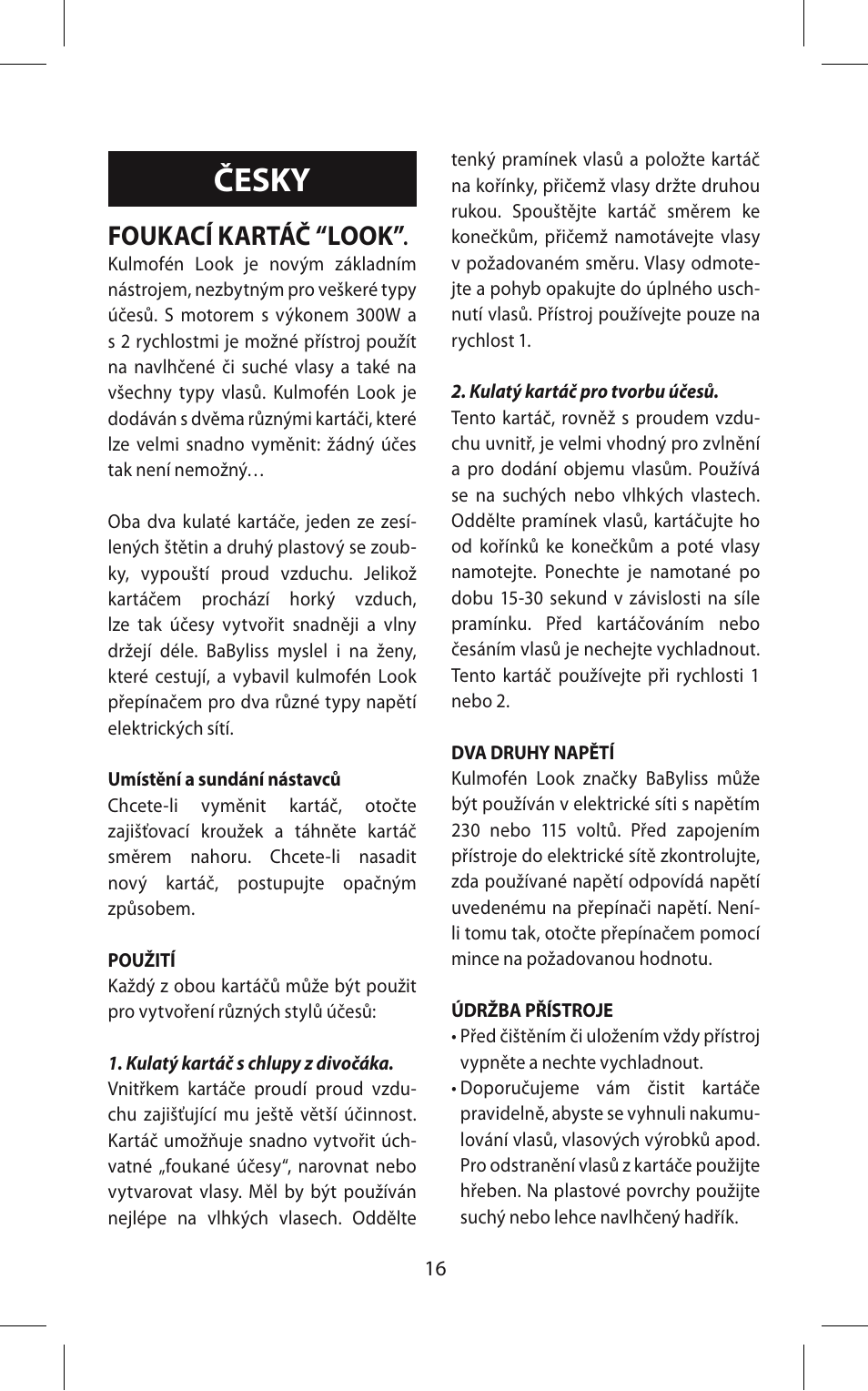 Česky, Foukací kartáč “look | Babyliss 667E Airstyle 300 User Manual | Page 16 / 20