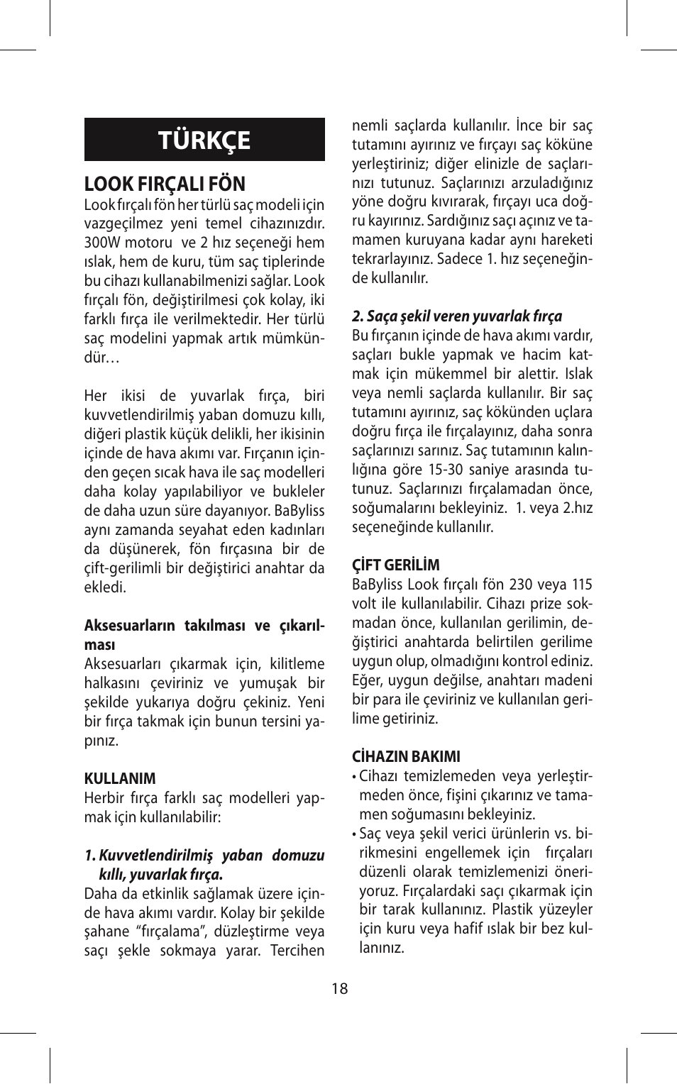 Türkçe, Look firçali fön | Babyliss 667E Airstyle 300 User Manual | Page 18 / 20