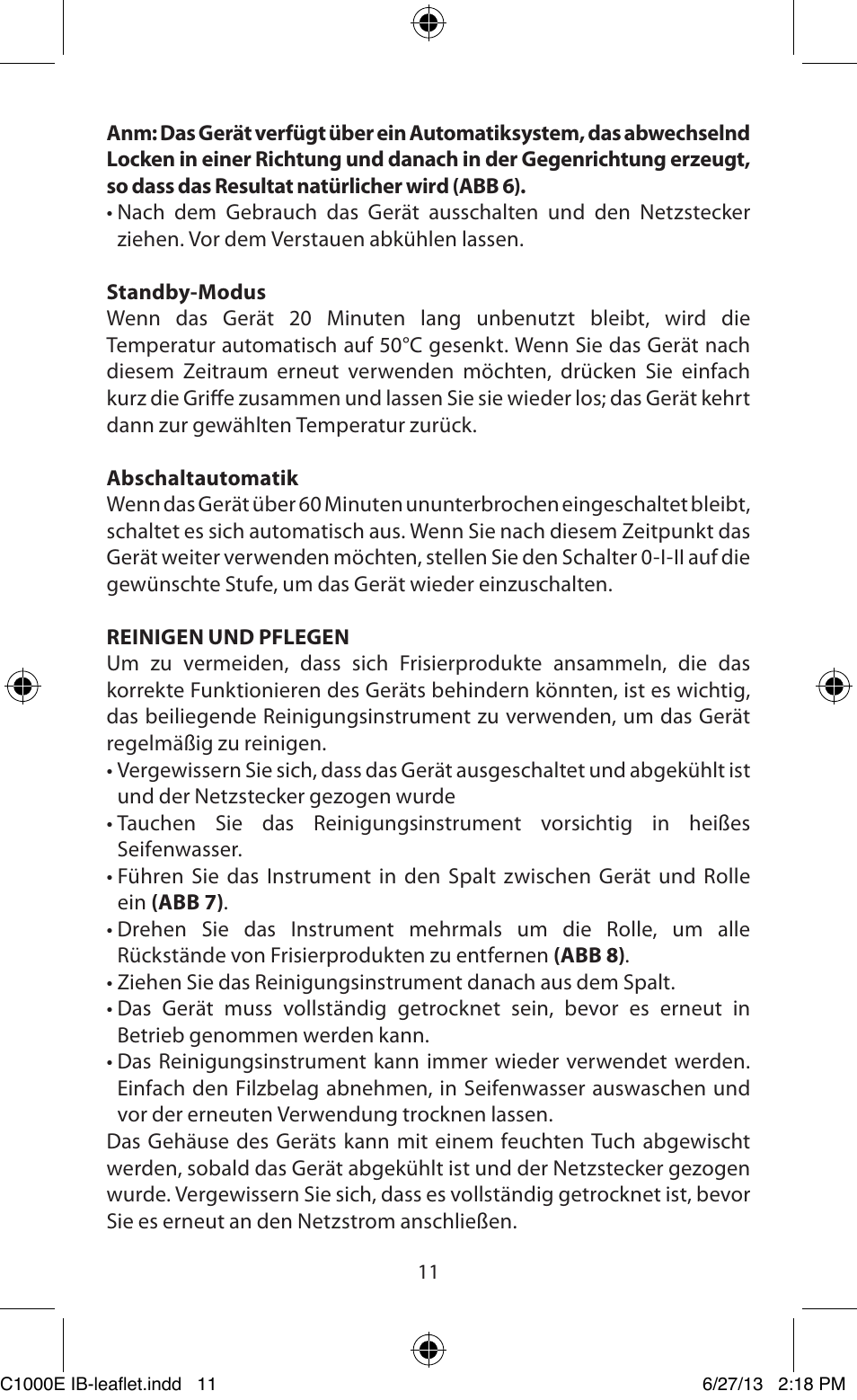 Babyliss C1000E Curl Secret User Manual | Page 11 / 56