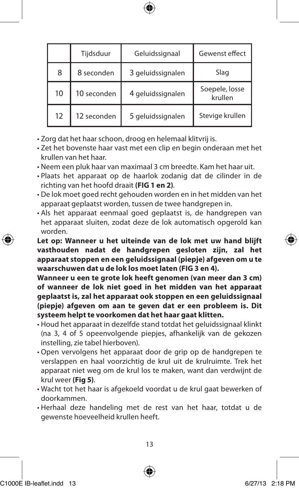 Babyliss C1000E Curl Secret User Manual | Page 13 / 56