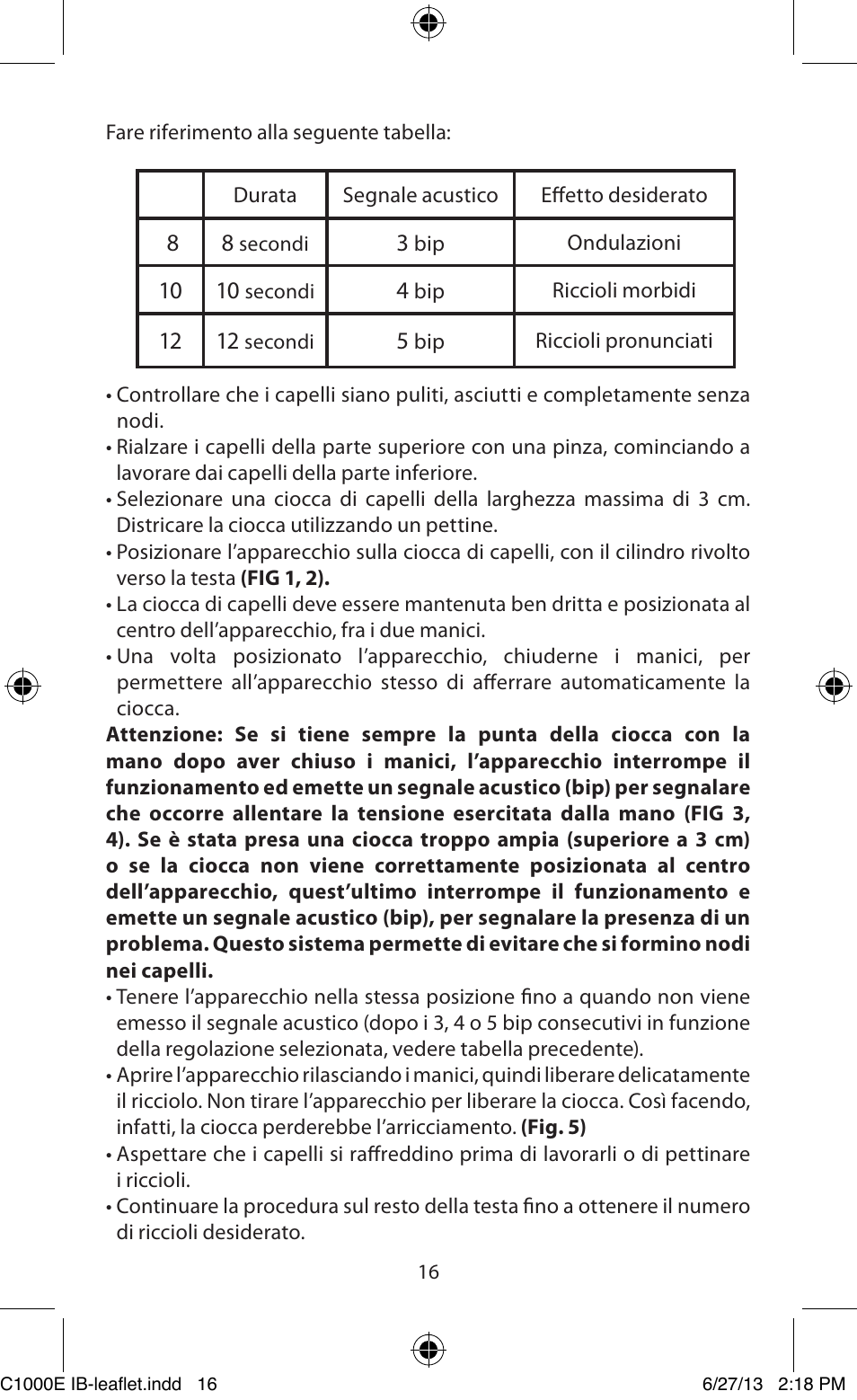 Babyliss C1000E Curl Secret User Manual | Page 16 / 56