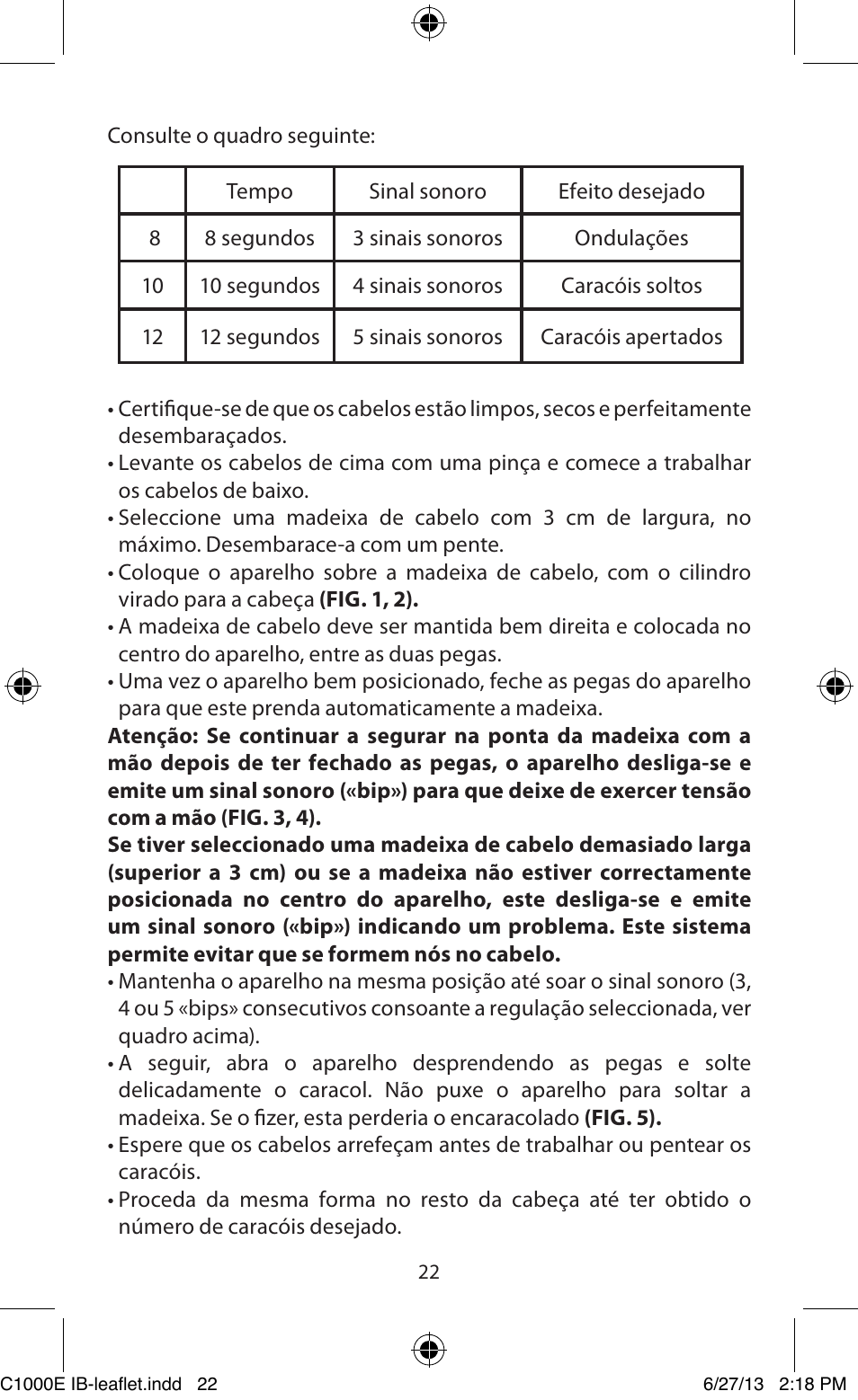 Babyliss C1000E Curl Secret User Manual | Page 22 / 56