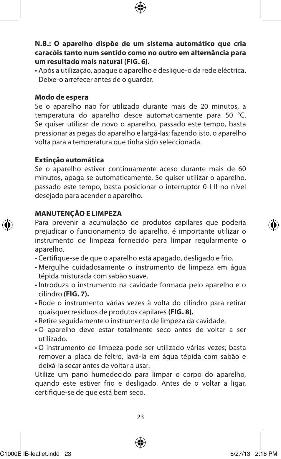 Babyliss C1000E Curl Secret User Manual | Page 23 / 56