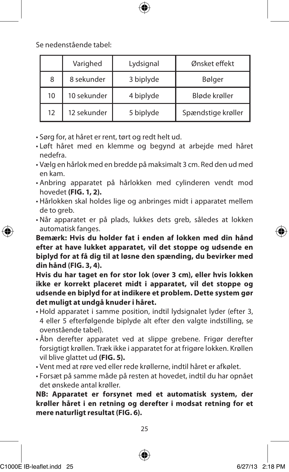 Babyliss C1000E Curl Secret User Manual | Page 25 / 56