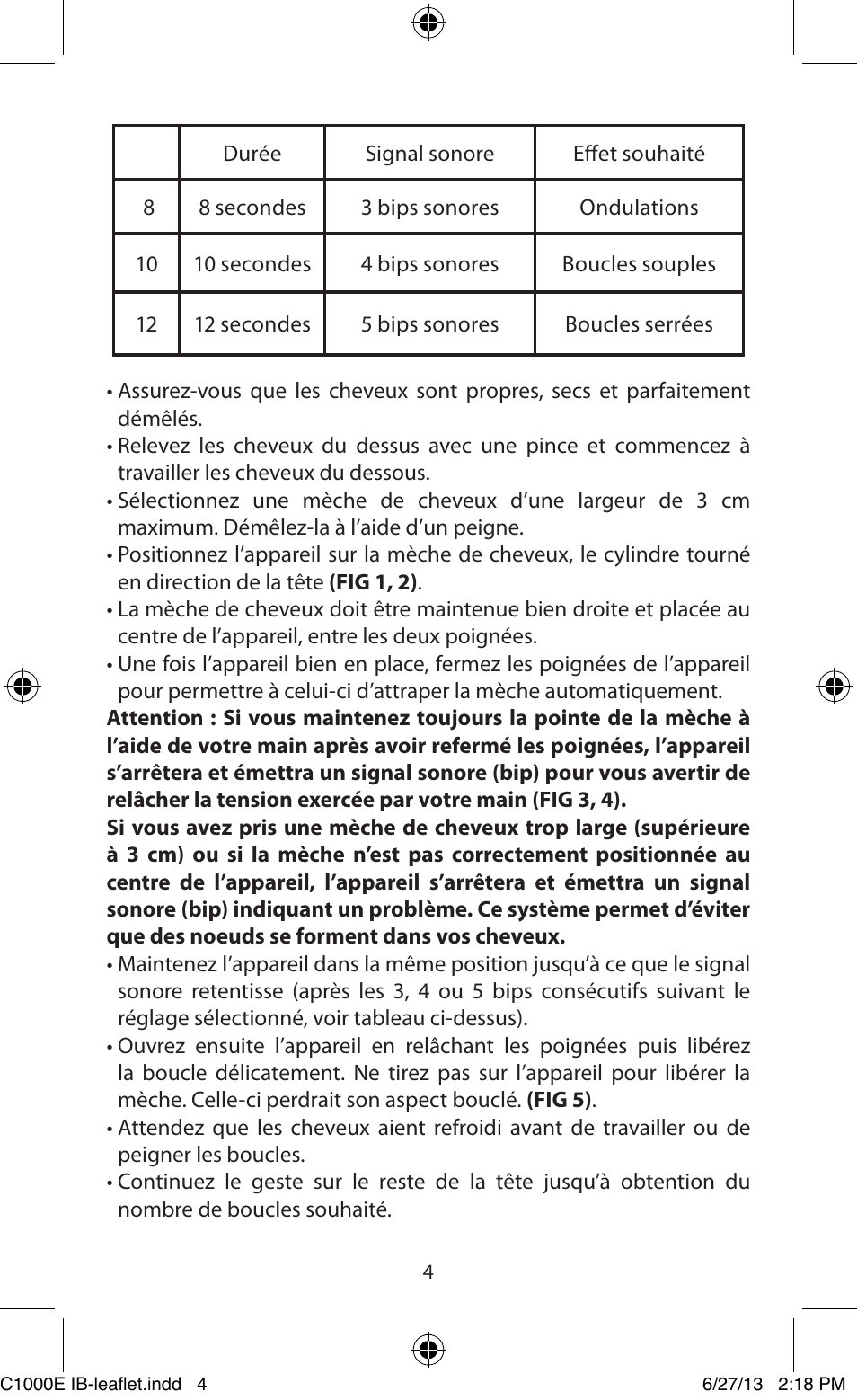 Babyliss C1000E Curl Secret User Manual | Page 4 / 56