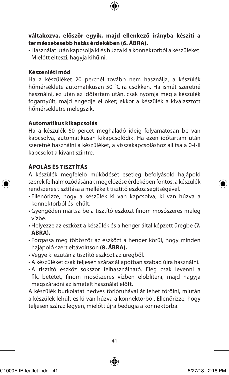 Babyliss C1000E Curl Secret User Manual | Page 41 / 56